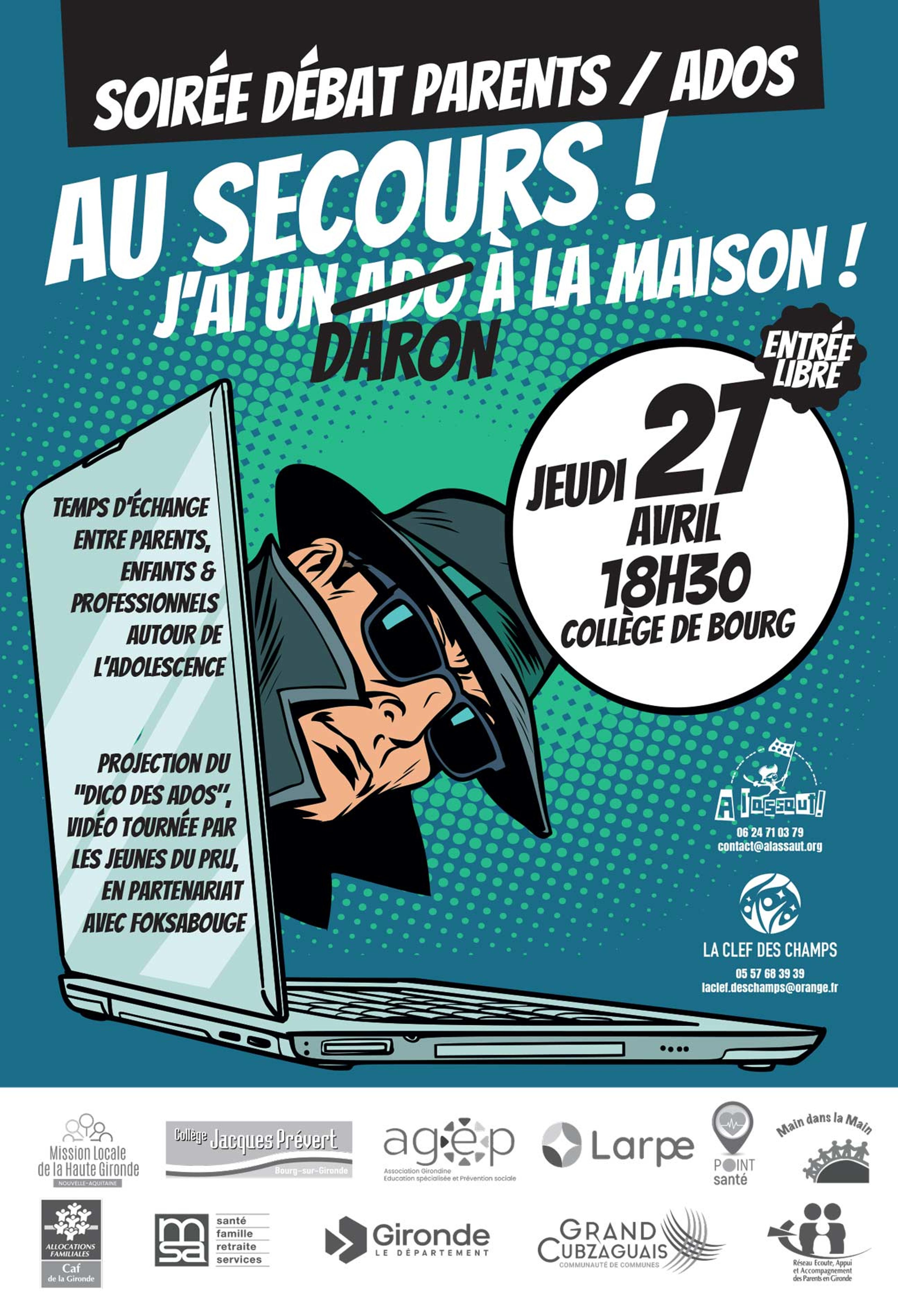 Affiche collège : Au secours ! J'ai un daron à la maison !
