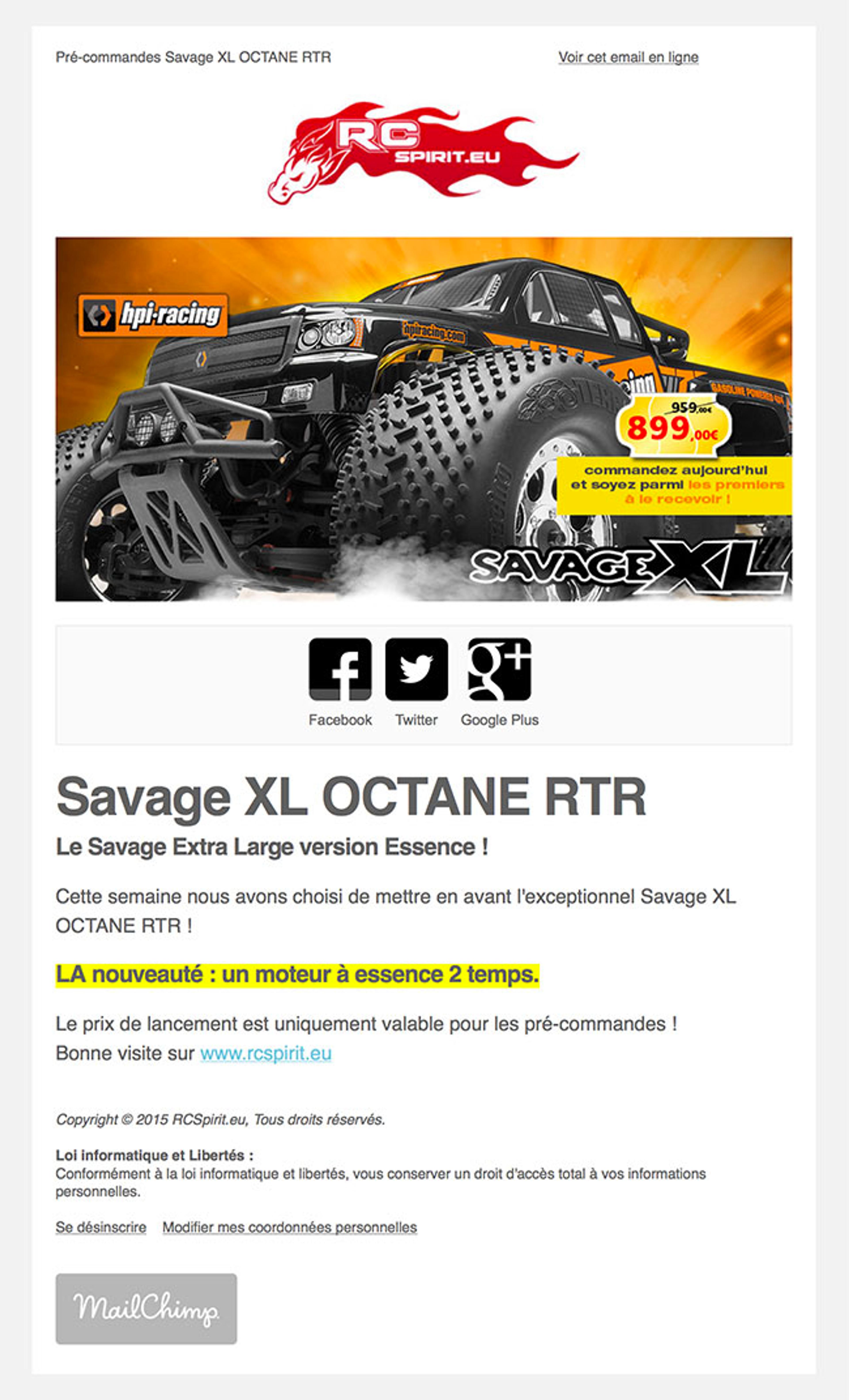 Newsletter hebdomadaire - RCSpirit.eu