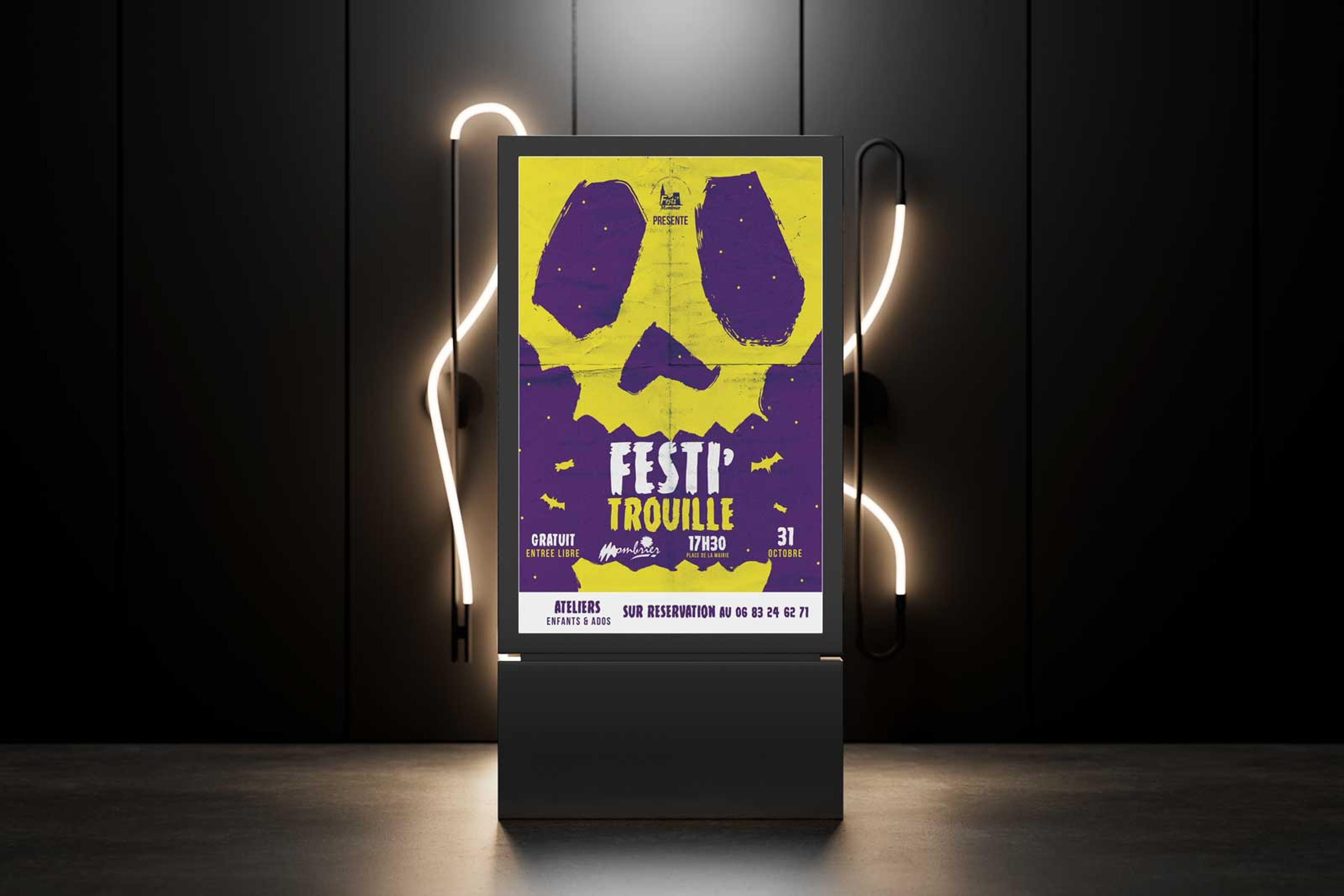 Affiche Halloween : une tradition graphique signée CHOCOLAT NOIR pour le village de Mombrier