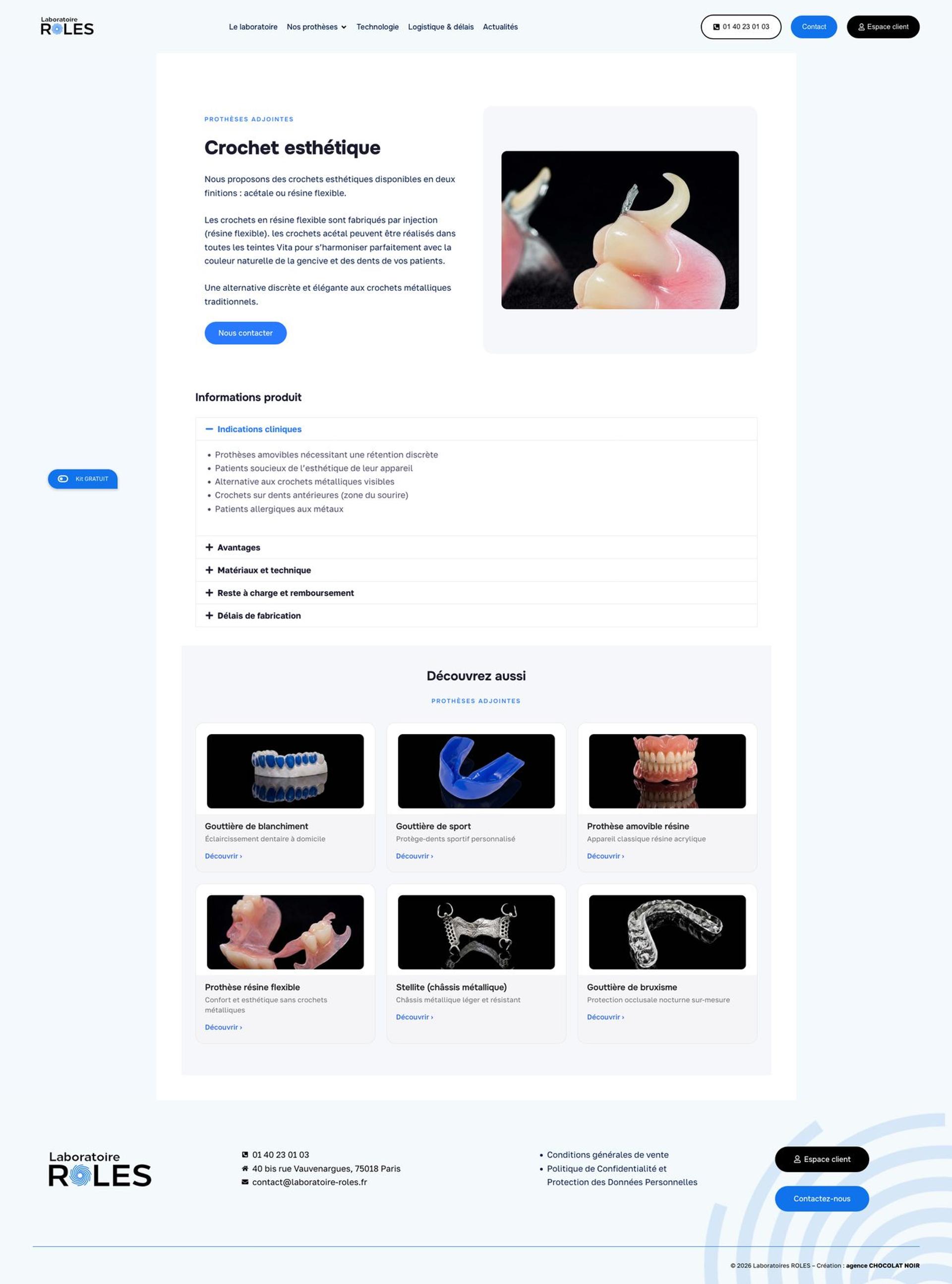 Fiche produit Crochet esthétique — Laboratoire ROLES