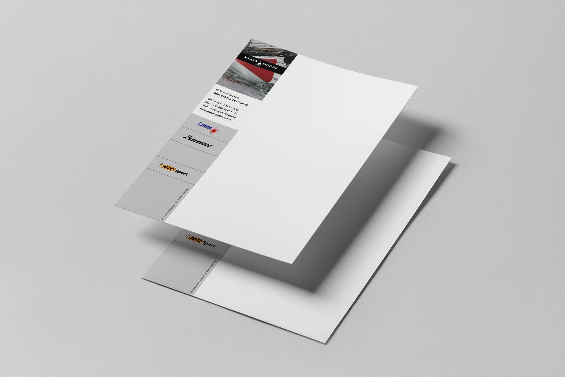 Papier en-tête magasin accastillage : Marçon Yachting