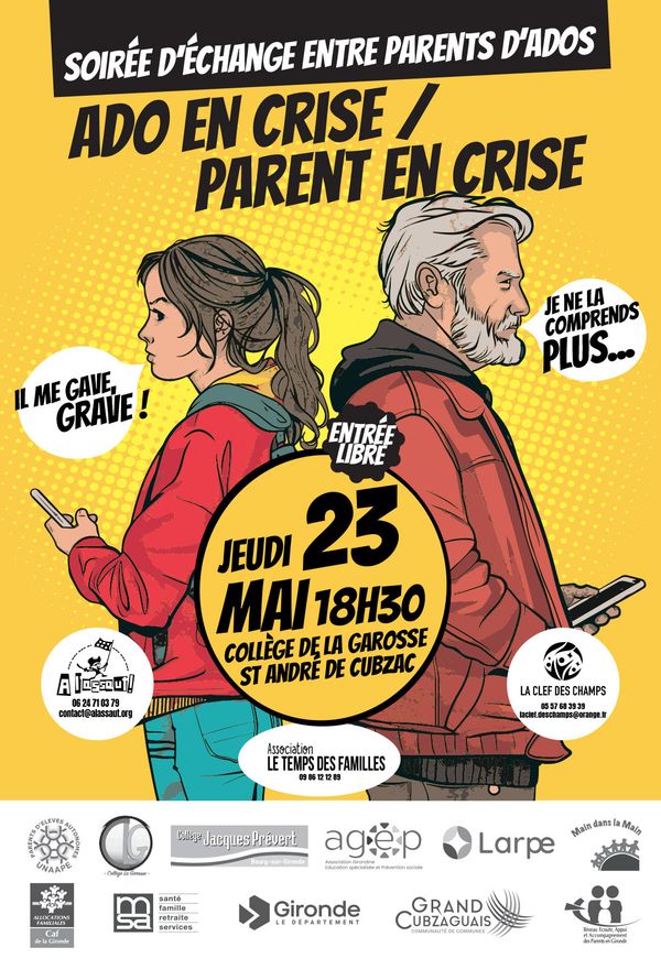 Affiche ado en crise - parent en crise - soirée d'échange