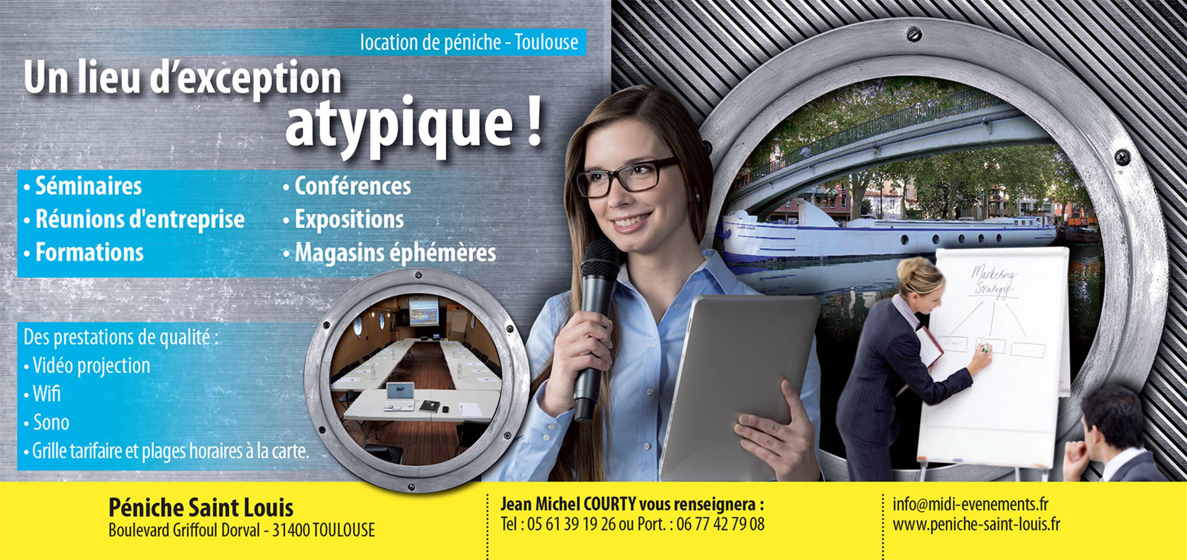Flyer location péniche Toulouse - Péniche Saint Louis