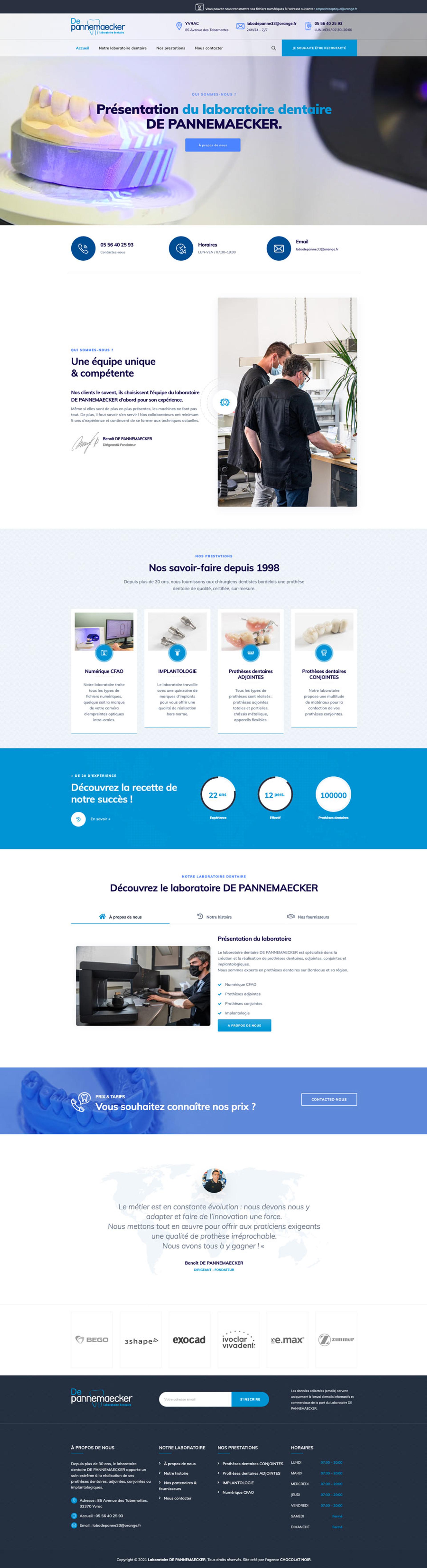Création site web labo dentaire : Laboratoire DE PANNEMAECKER