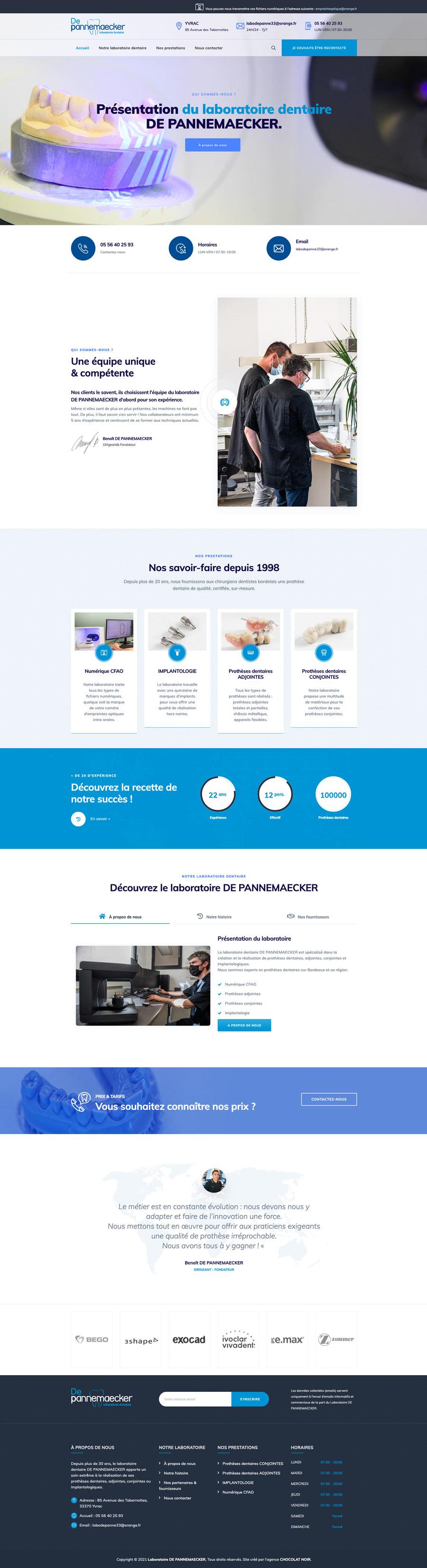 Création site web labo dentaire : Laboratoire DE PANNEMAECKER