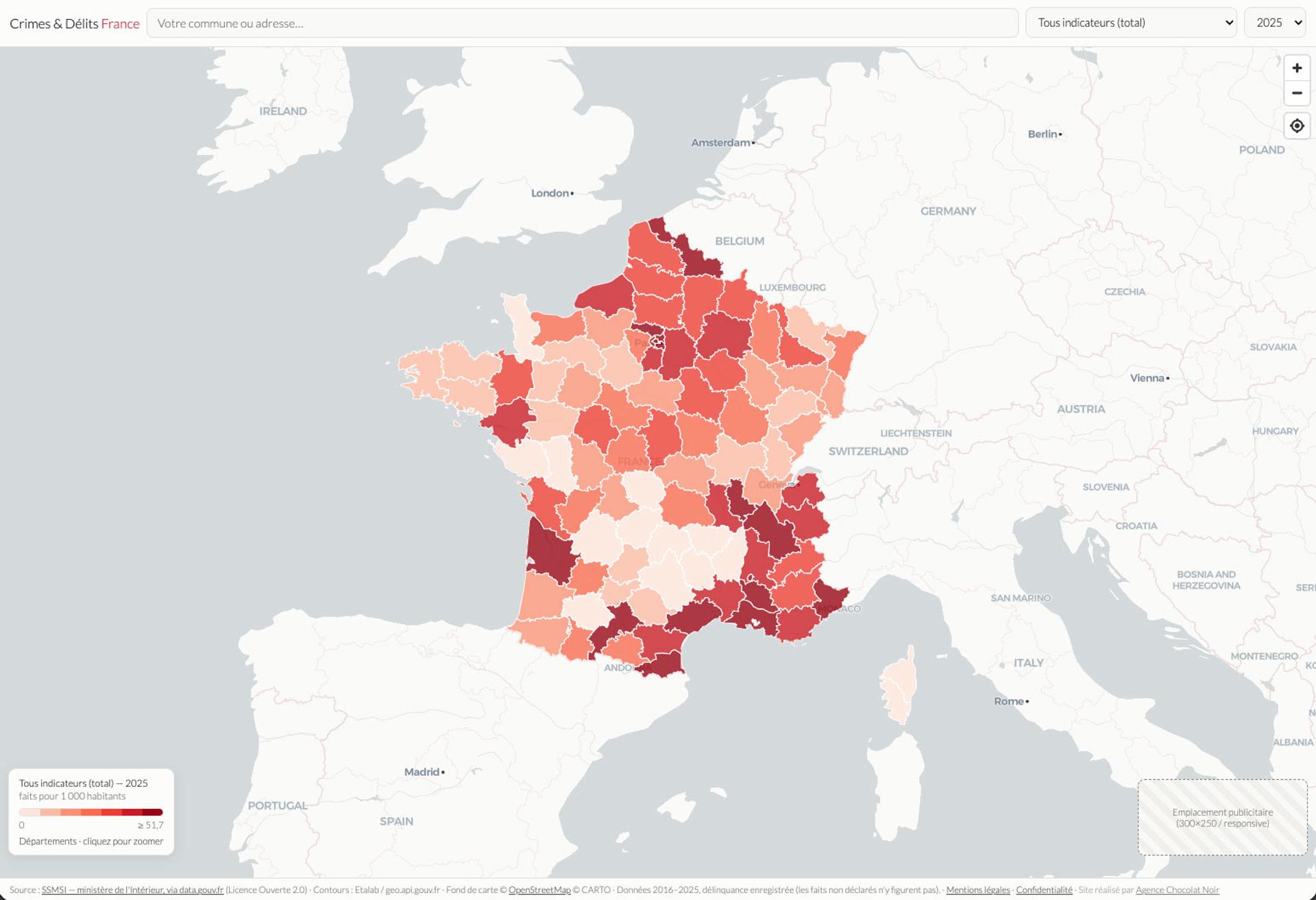 Carte de la délinquance à l’échelle des communes