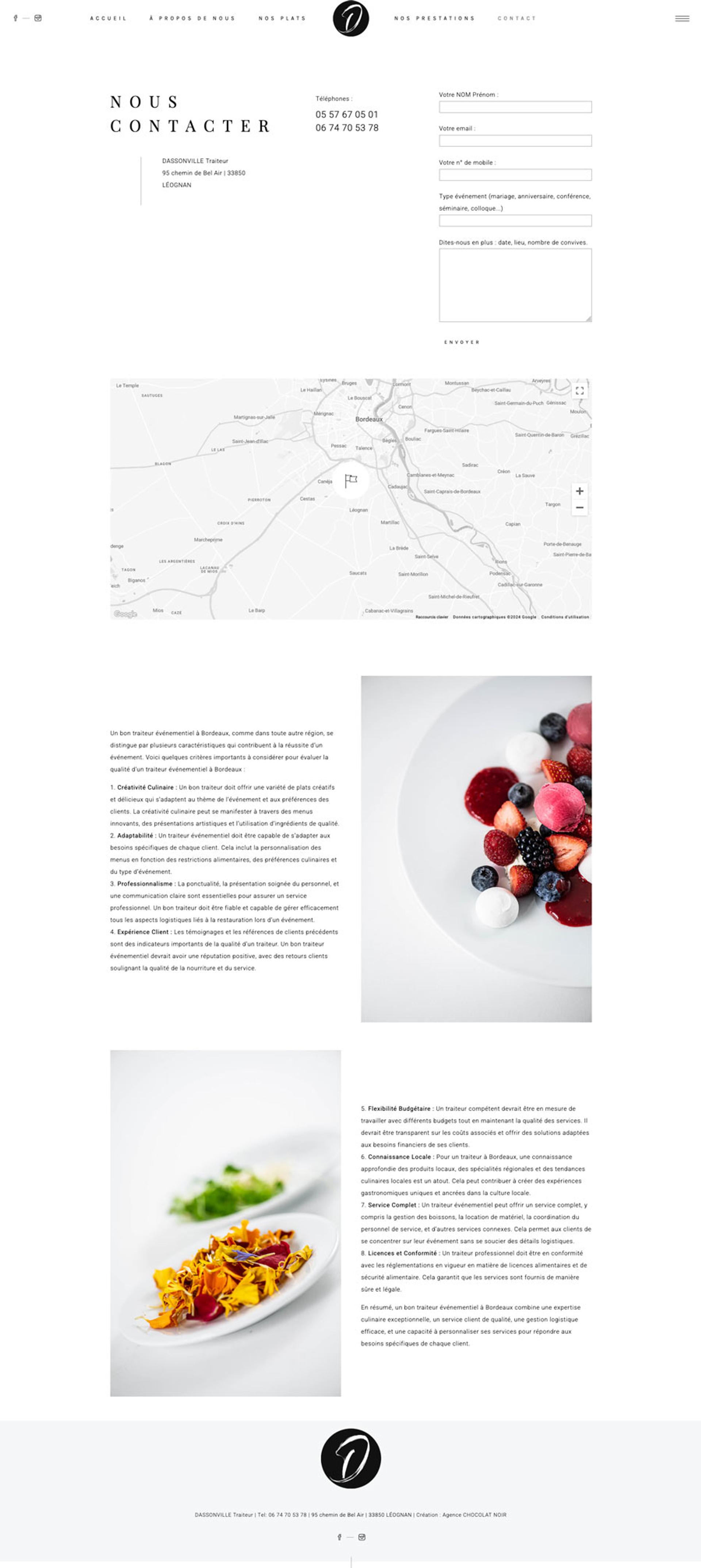 création site web traiteur