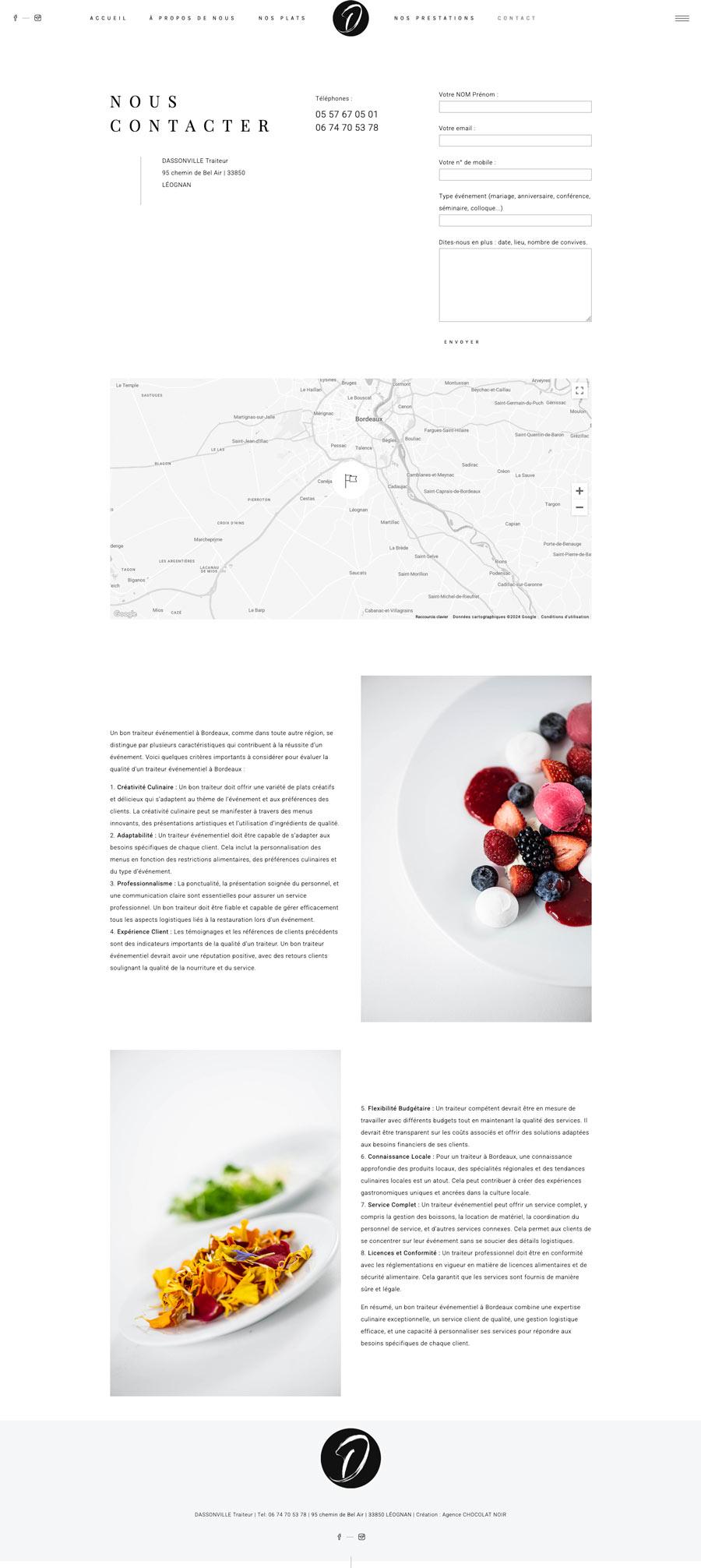 création site web traiteur