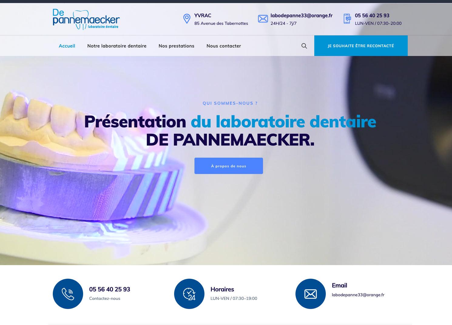 Création site web labo dentaire : Laboratoire DE PANNEMAECKER