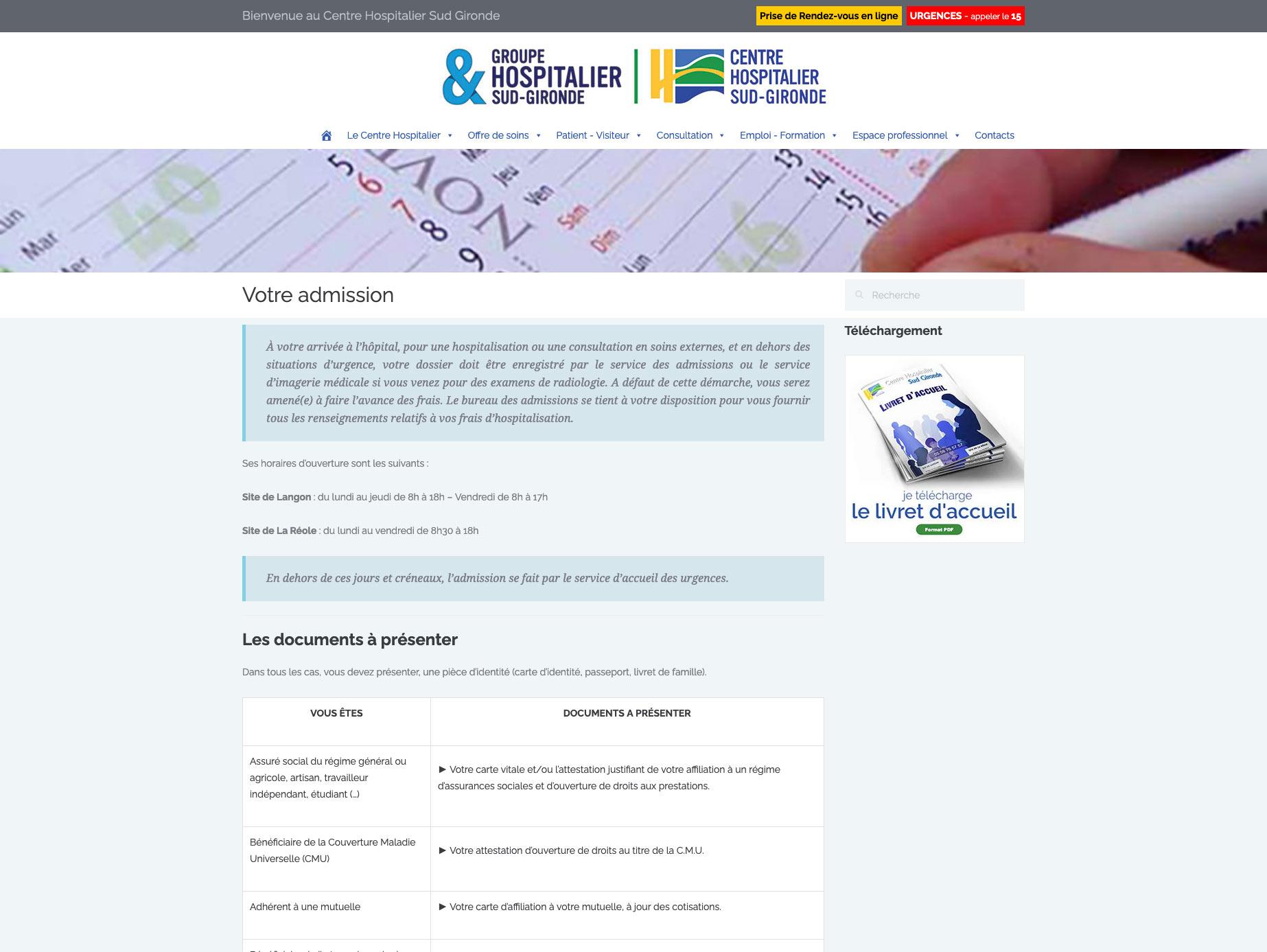 création site hopital