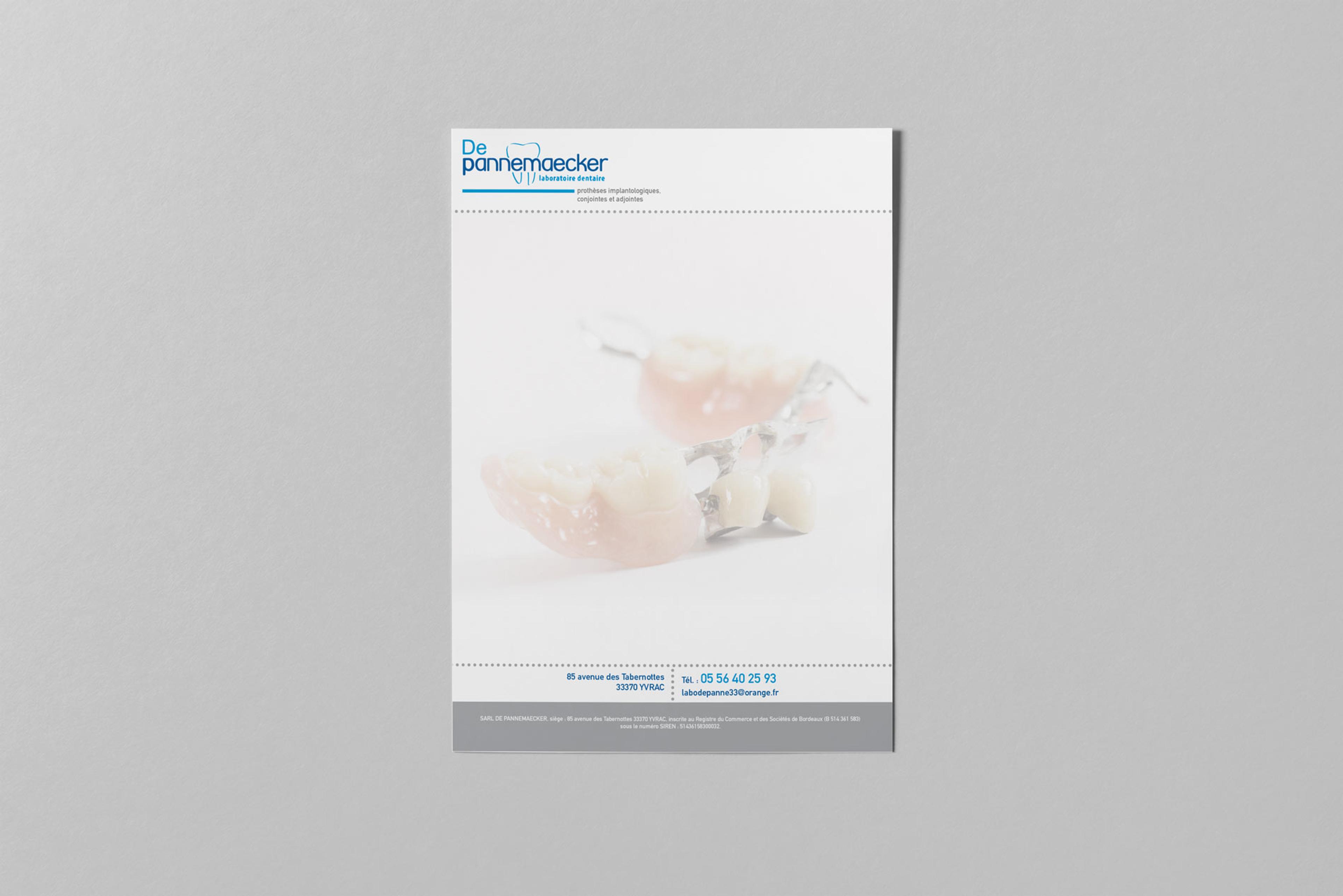Papier en-tête prothésiste dentaire : laboratoire DE PANNEMAECKER