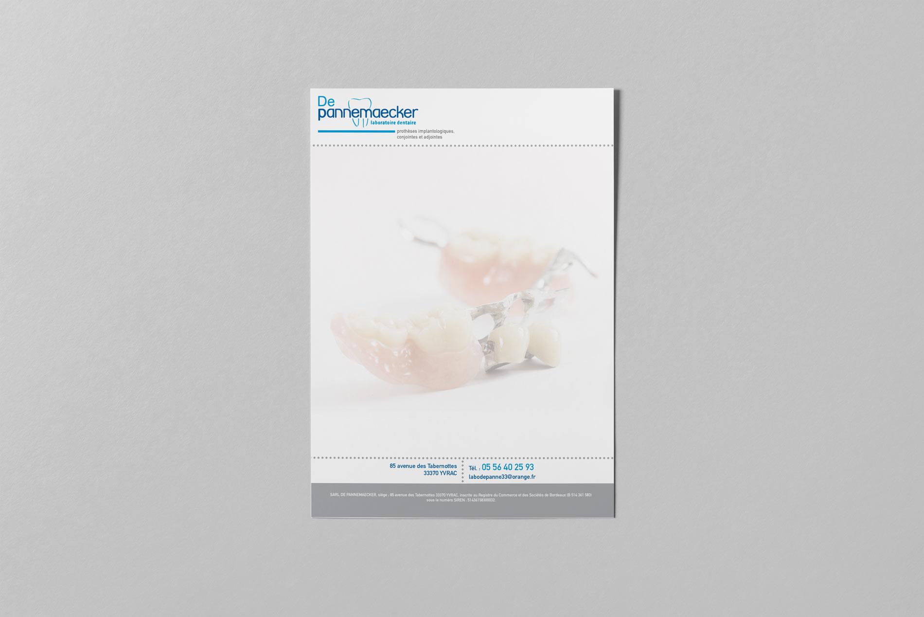 Papier en-tête prothésiste dentaire : laboratoire DE PANNEMAECKER