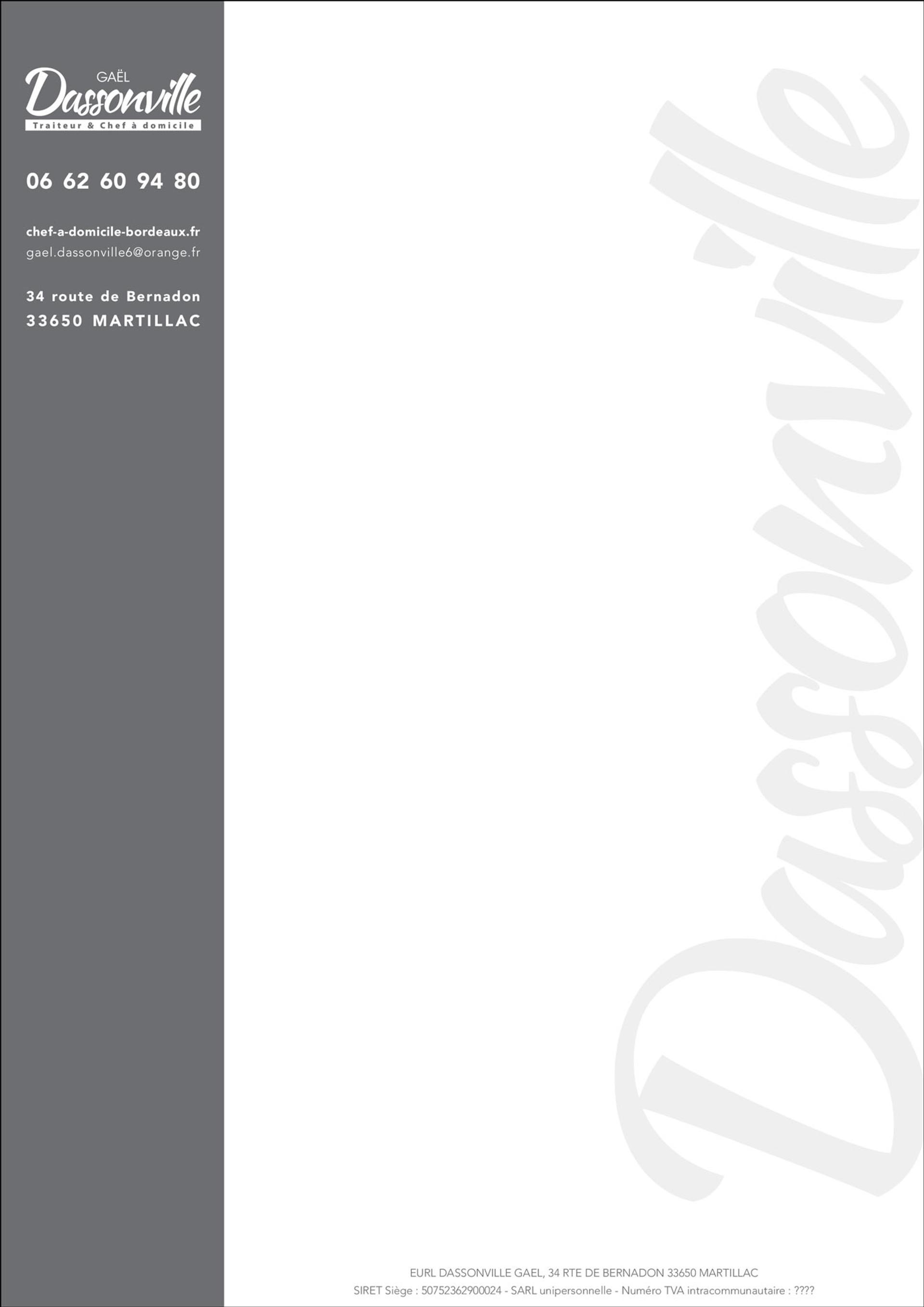 papier à lettres traiteur