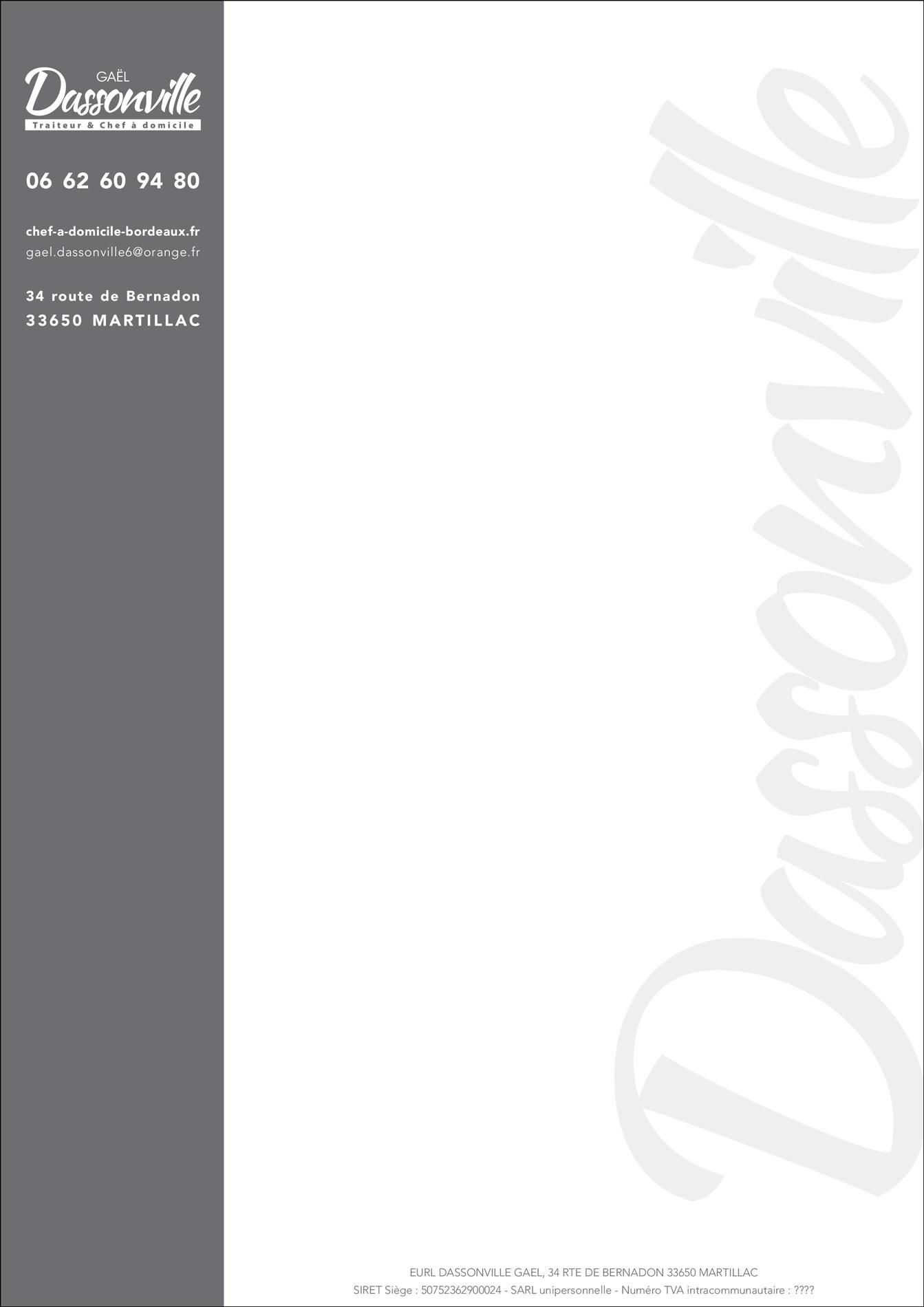 papier à lettres traiteur