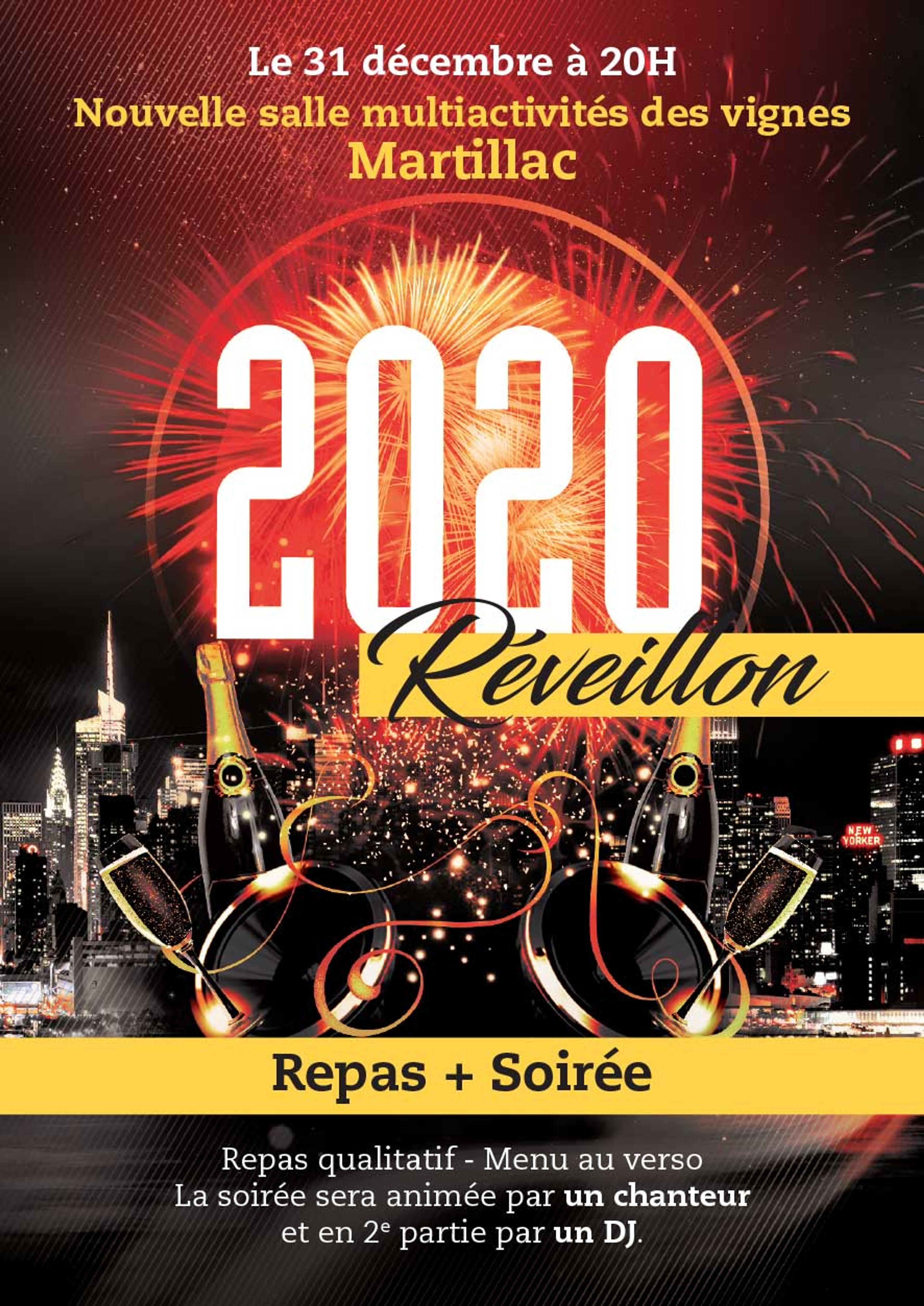 Flyer réveillon 2020 : traiteur Gael DASSONVILLE