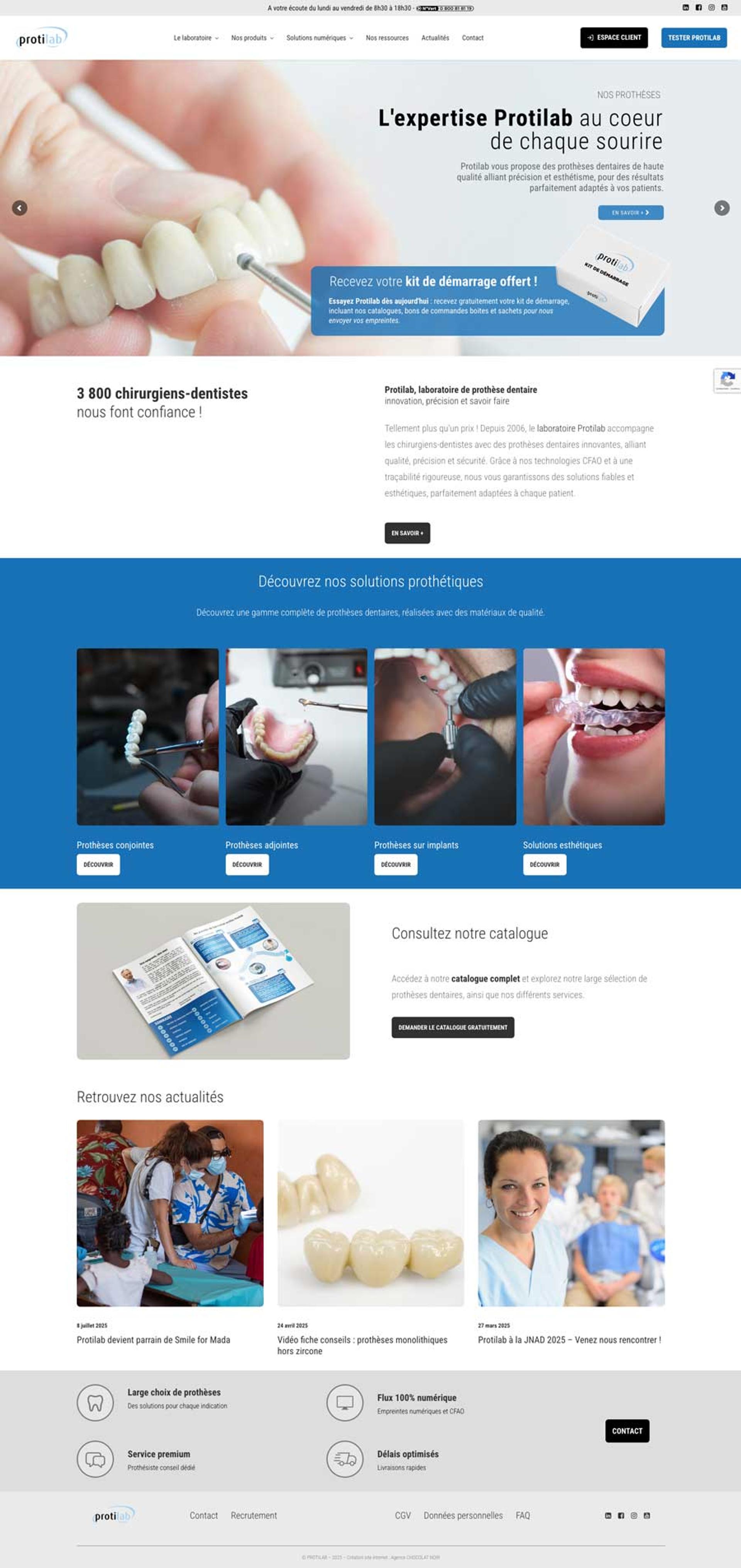 Découvrez comment l’agence Chocolat Noir a conçu le nouveau site internet de Protilab, laboratoire dentaire innovant. Une réalisation sur mesure pour une expérience utilisateur optimale et une visibilité renforcée.