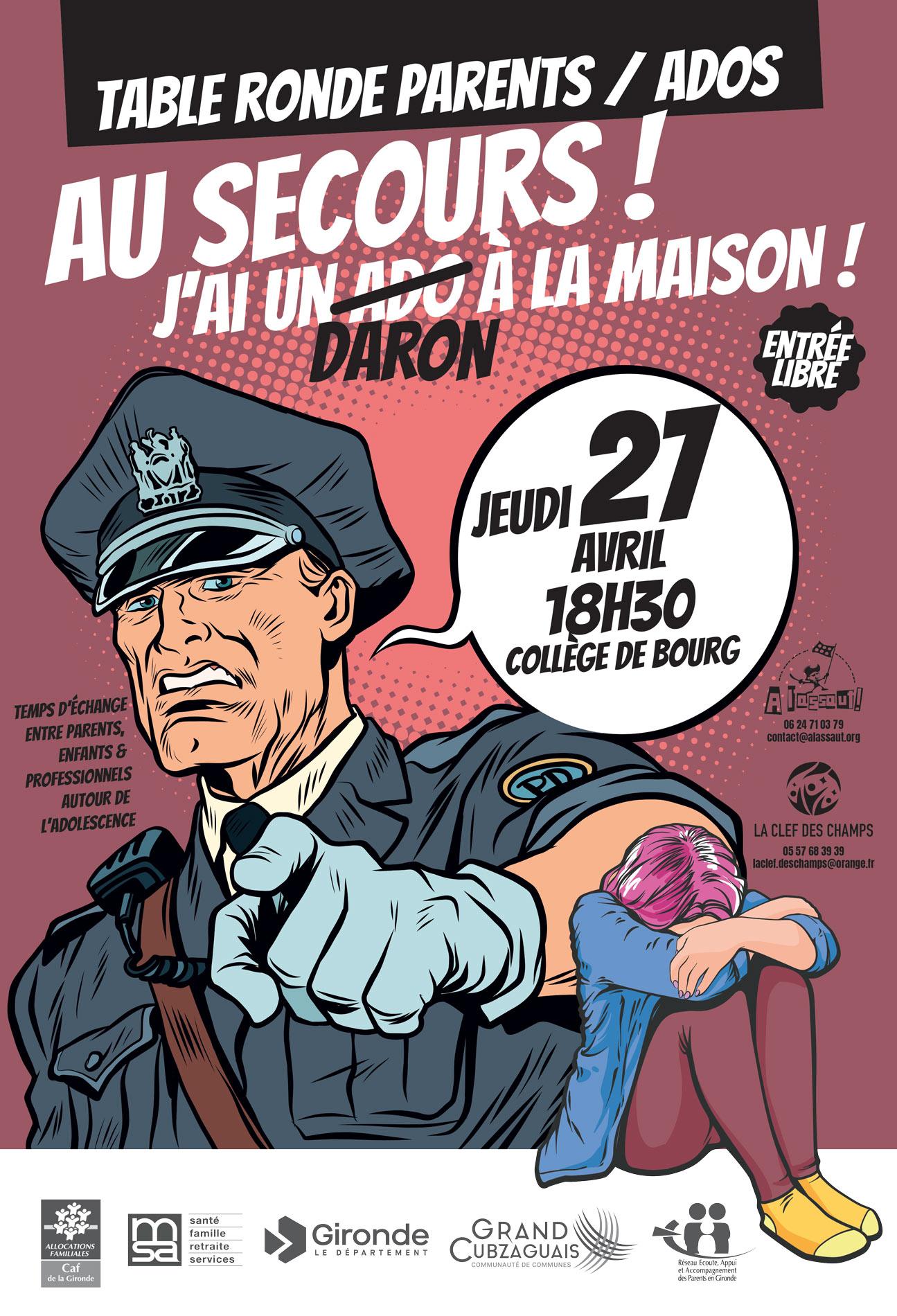 Affiche table ronde parents - ados