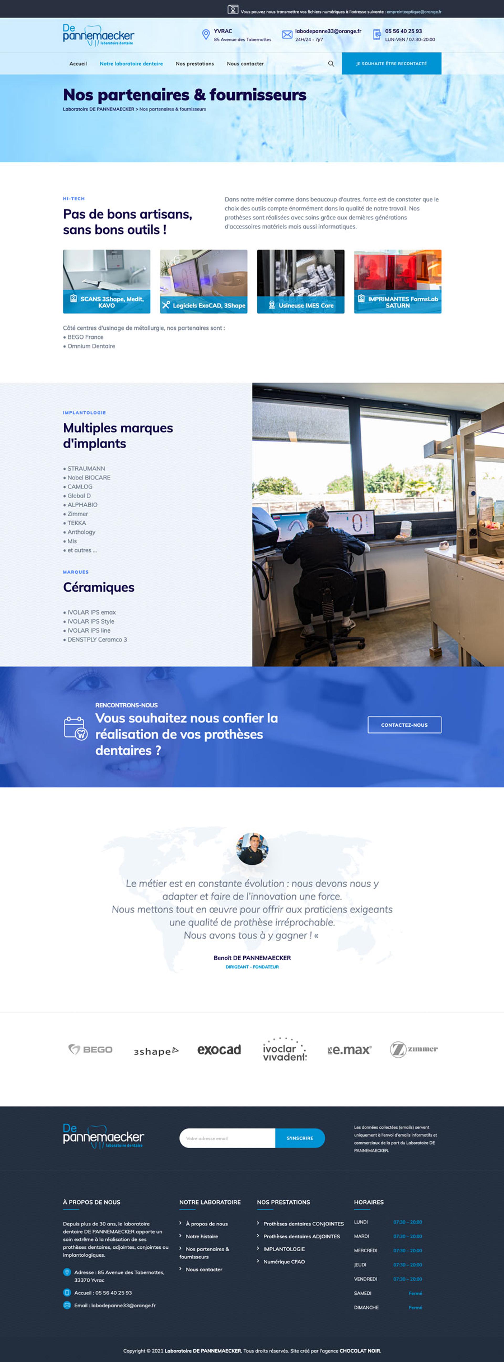 Création site web labo dentaire : Laboratoire DE PANNEMAECKER