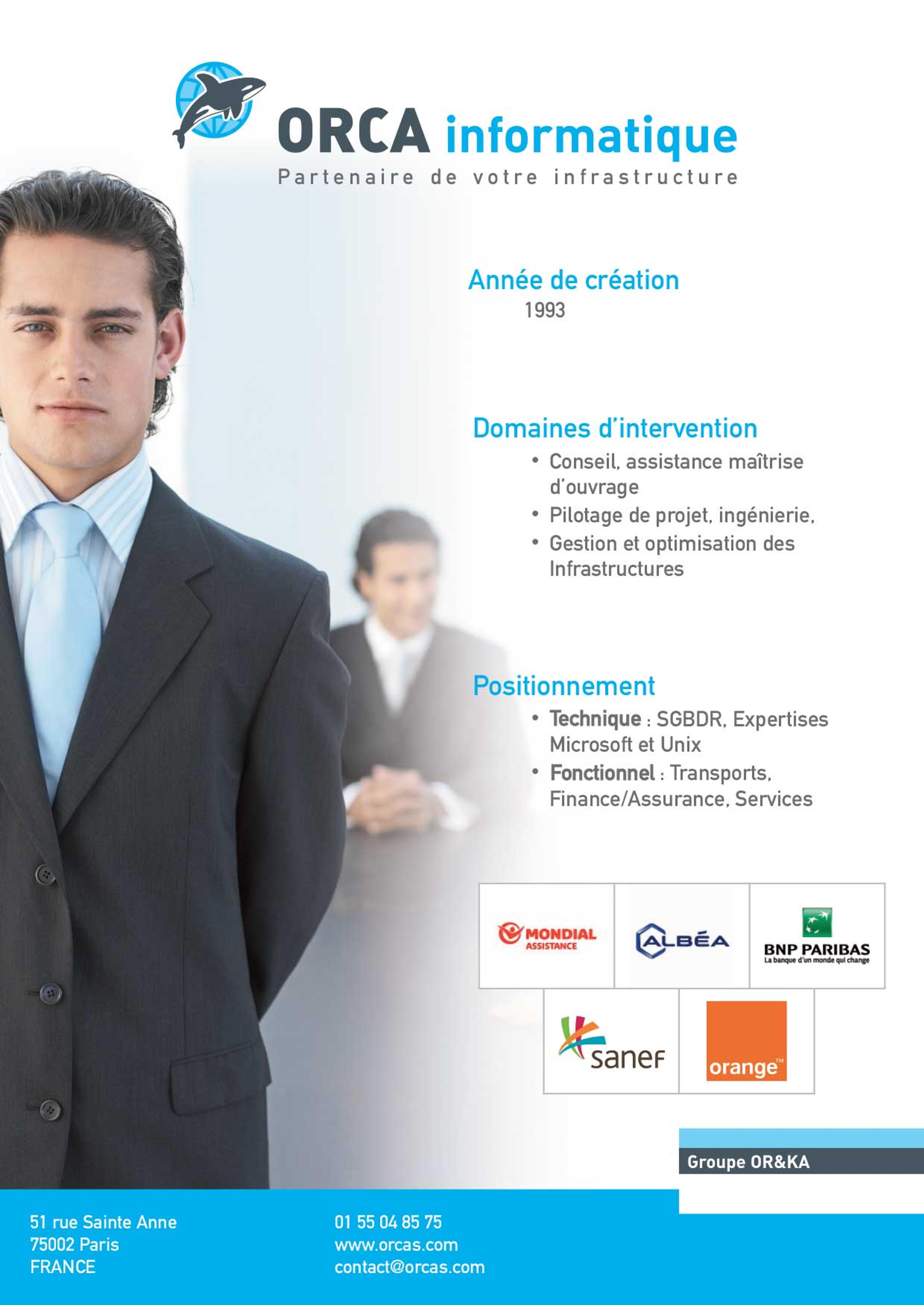 Flyer BtoB corporate : SS2I ORCA informatique Paris