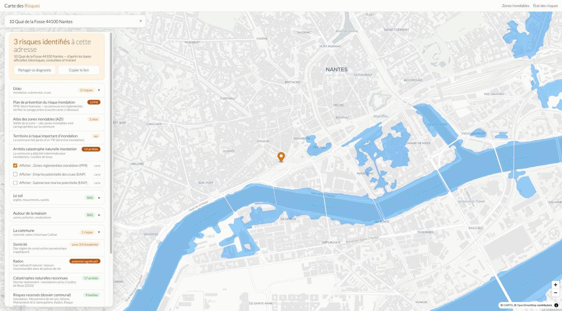 Carte des Risques : les risques d’une adresse en un clic