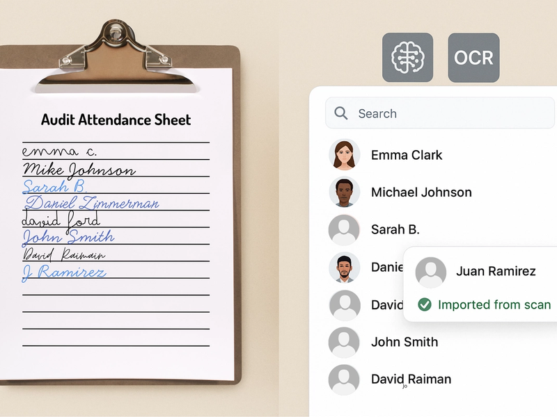 AI powered import for handwritten attendance sheets