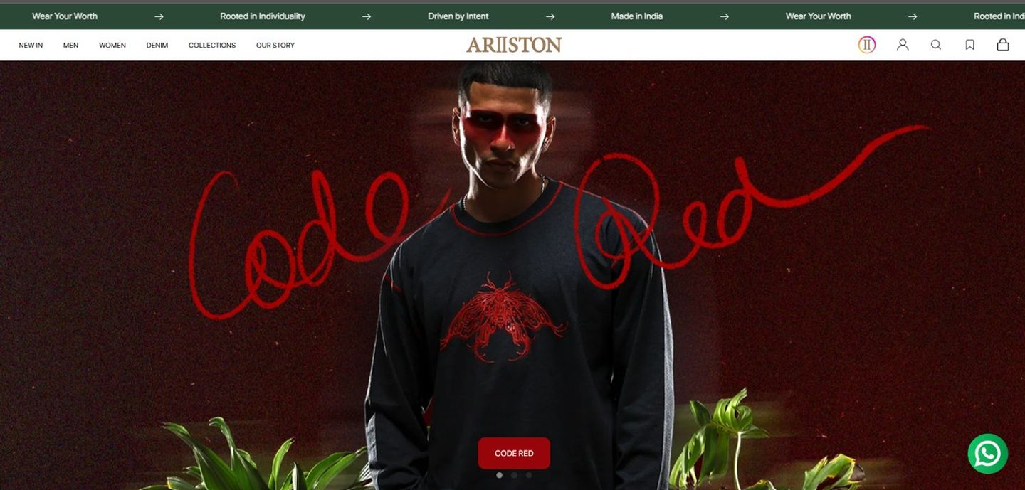The Ariiston website home page: the Code Red campaign