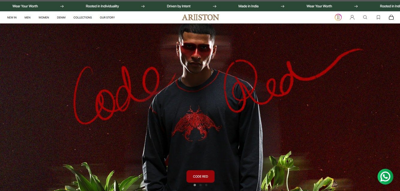 The Ariiston website home page: the Code Red campaign