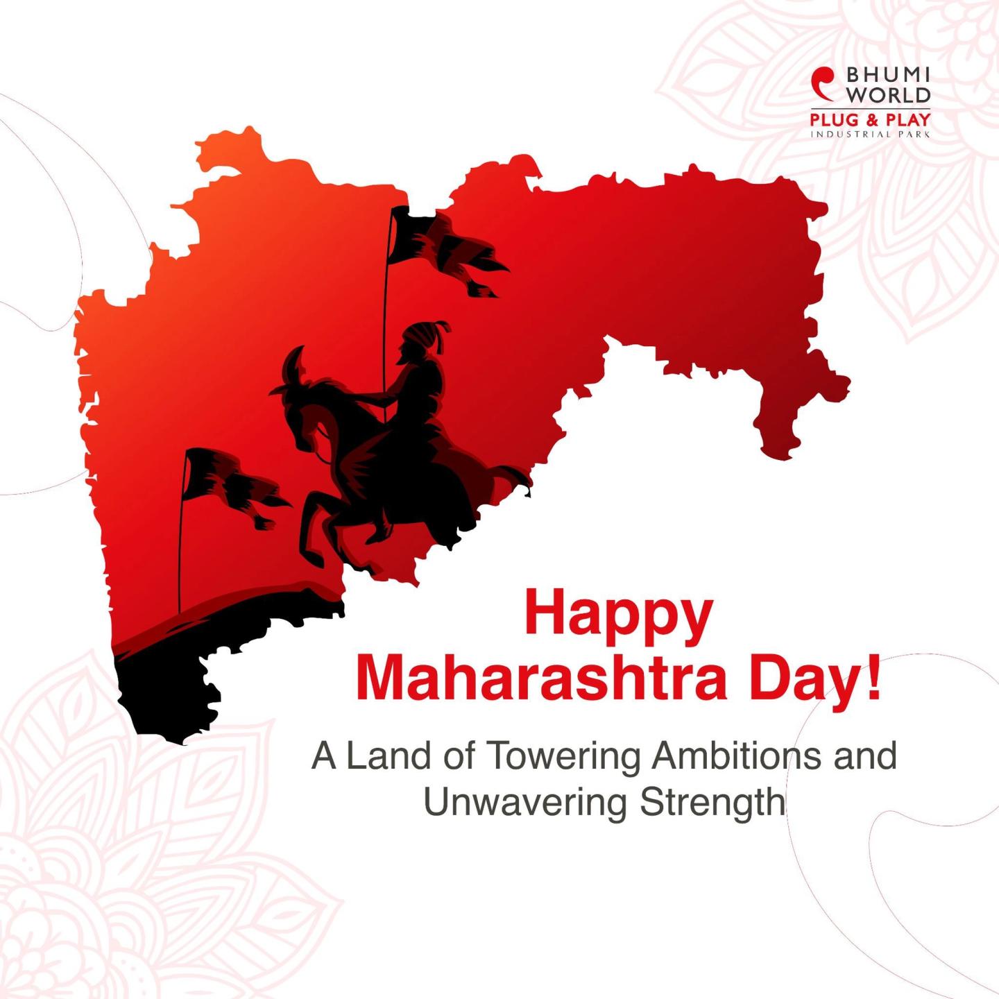 Happy Maharashtra Day post: the state in red with a rider