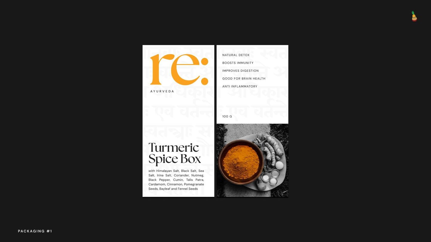 The Turmeric Spice Box pack laid flat on black