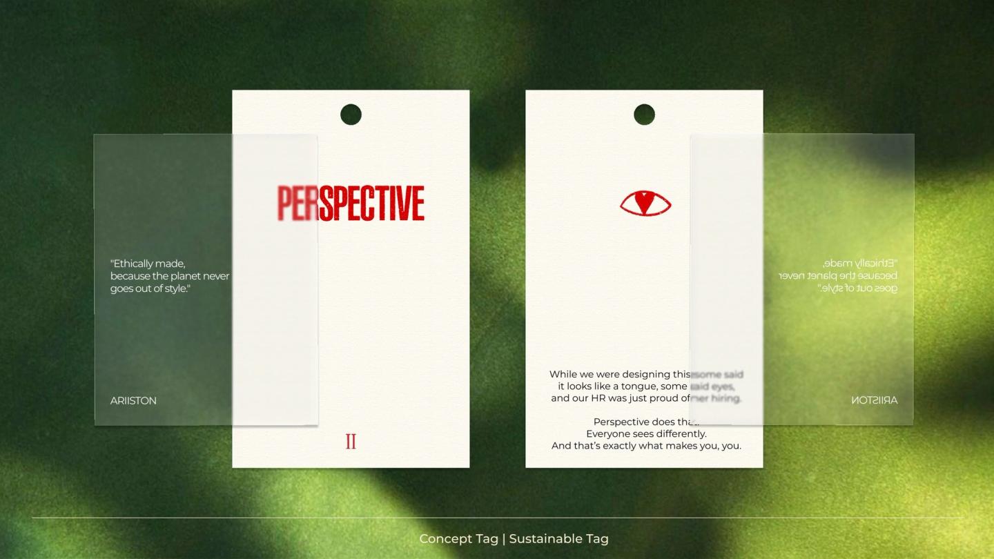 Brandbook spread: concept tag and sustainable tag