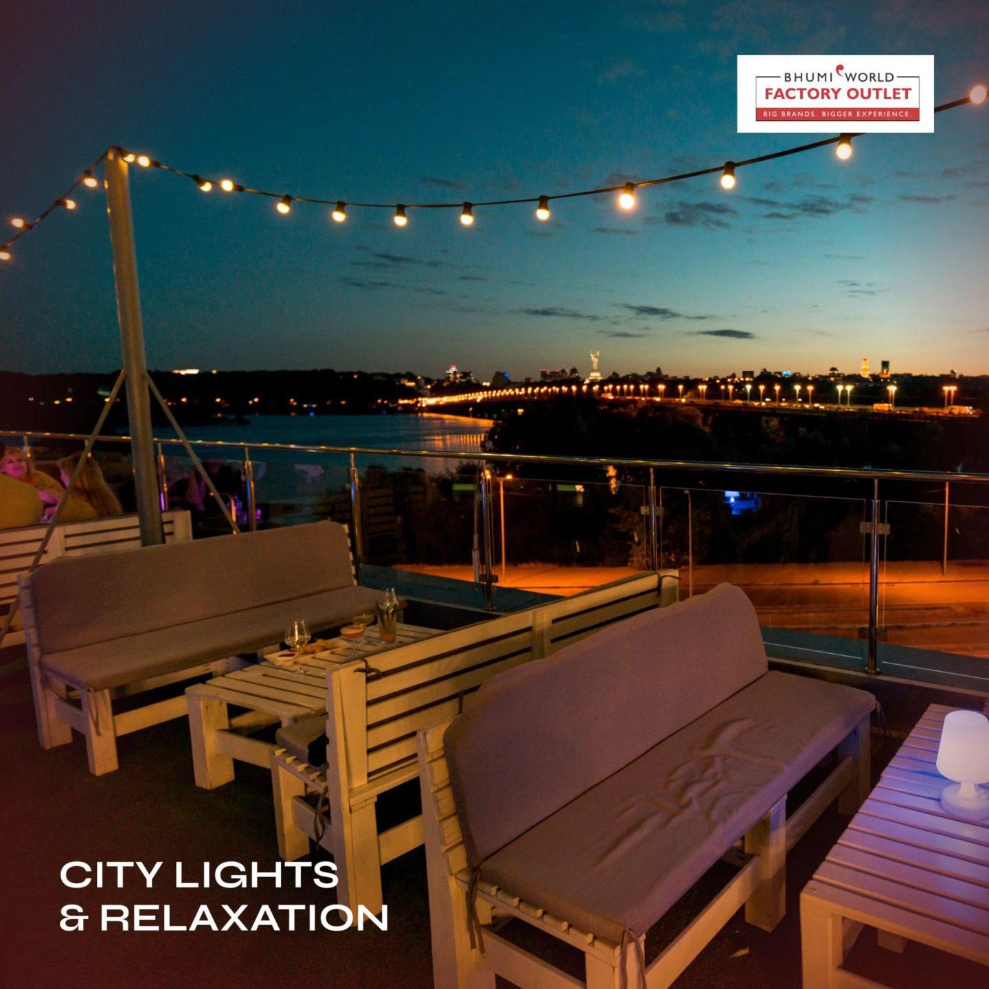 Post: city lights & relaxation, a rooftop lounge at dusk