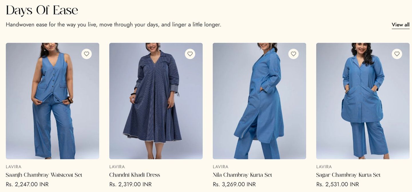 Website product page: the Gulnar Chanderi Kurta