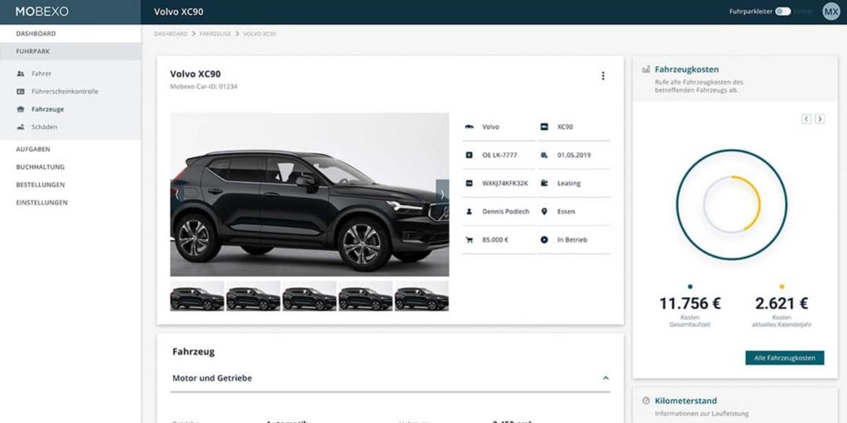 Digitale Fahrzeugakte der Mobexo Software