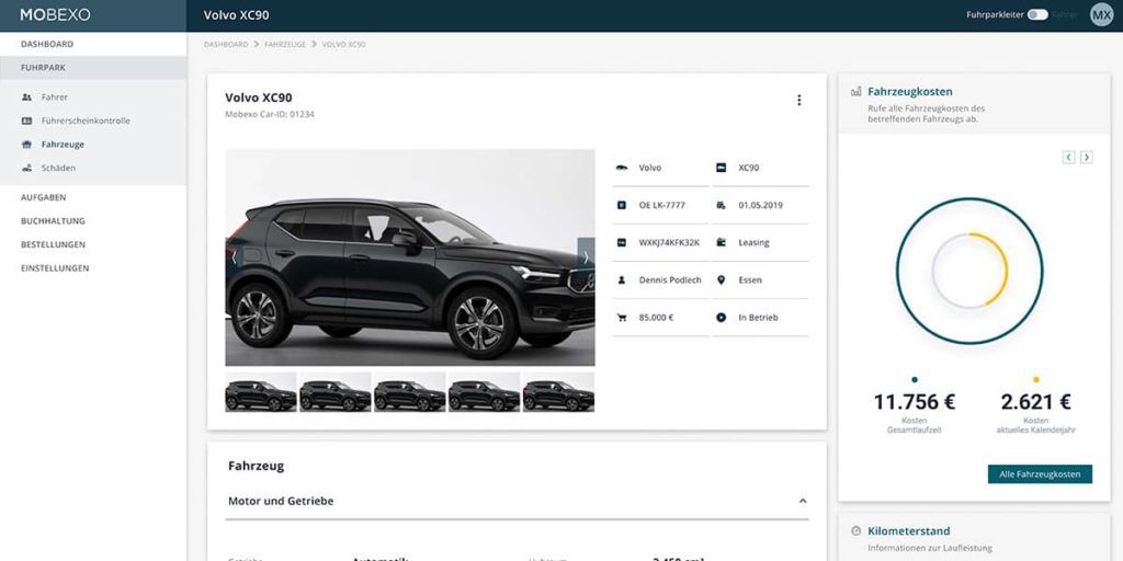 Digitale Fahrzeugakte der Mobexo Software