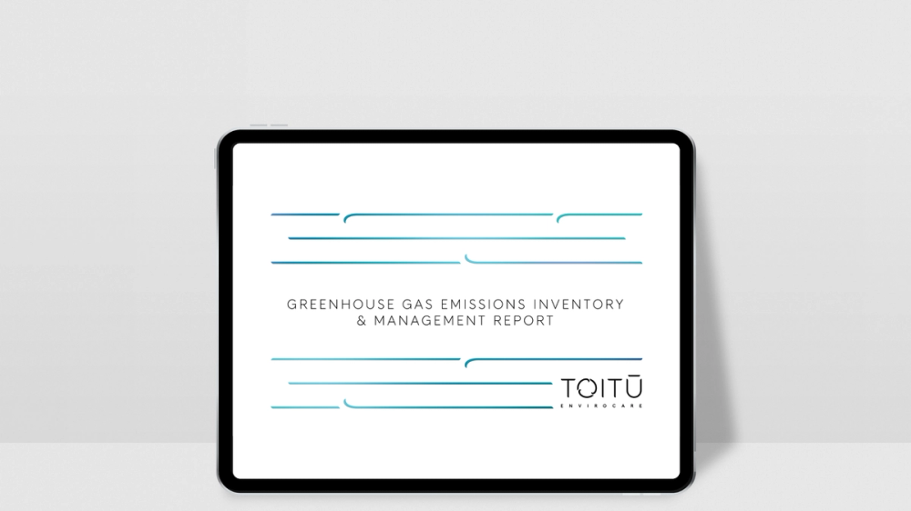 Toitū emission report on tablet screen Toitū emission report on tablet screen