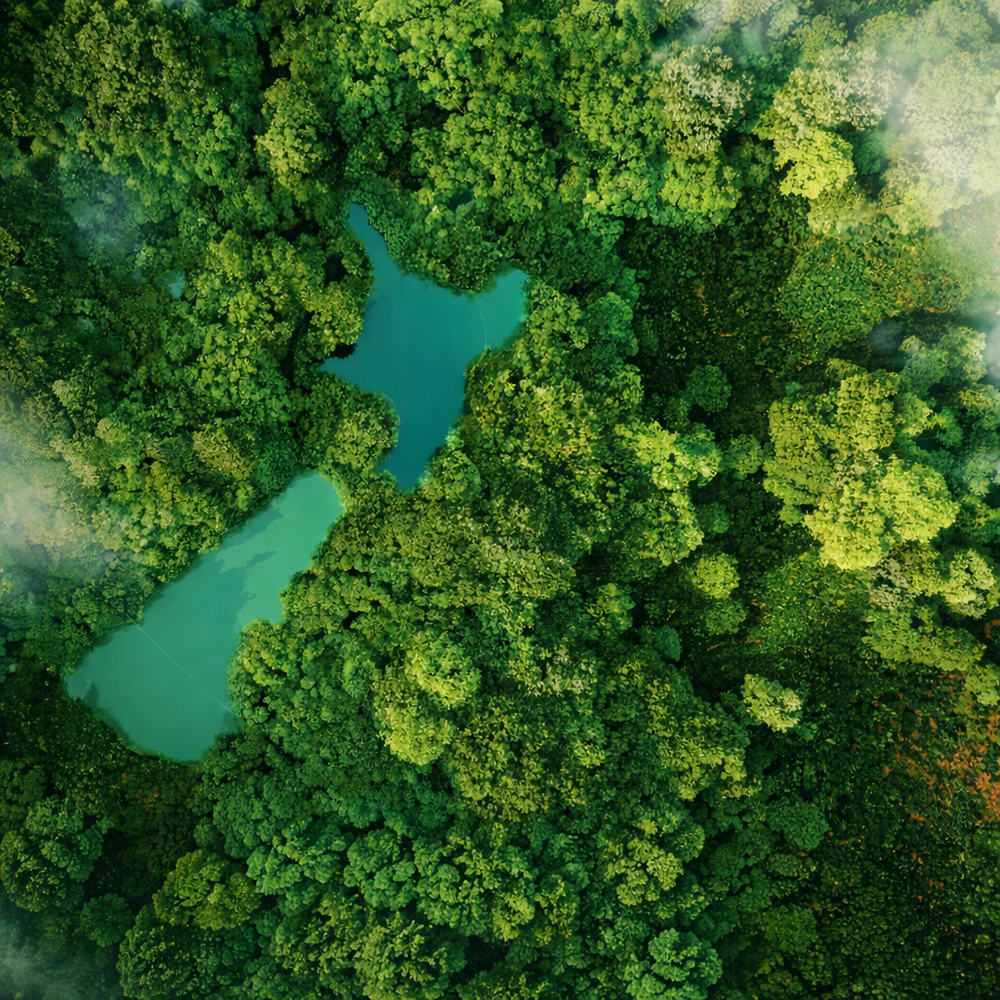 Lakes amid green lush forrest scenery