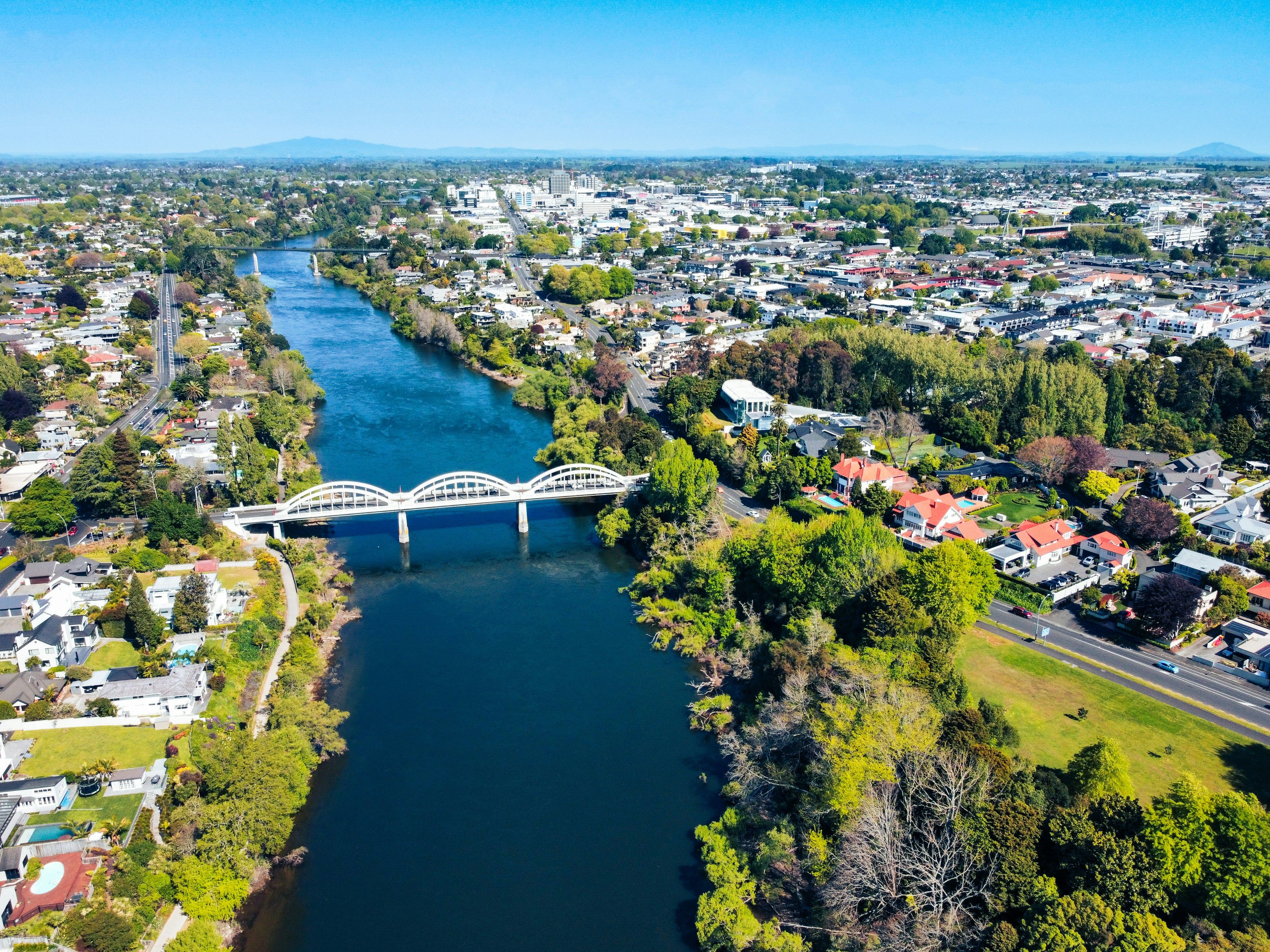 Drone image of Hamilton, New Zealand