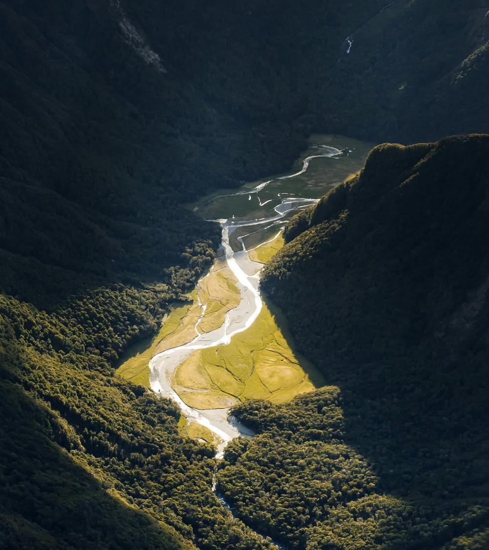 Canterbury river winding through valley Canterbury river winding through valley