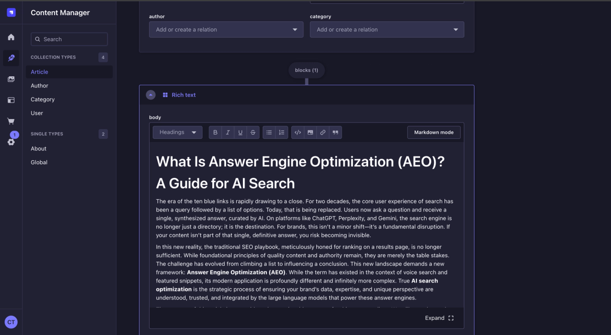 strapi intergration to Lantern