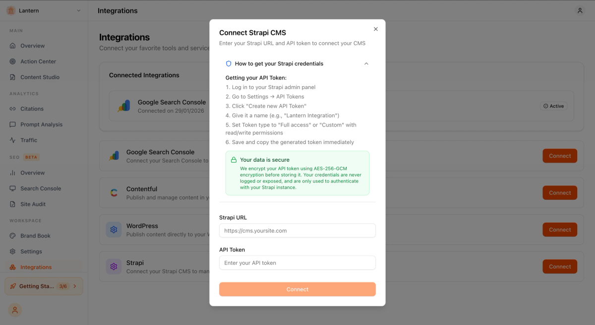 strapi intergration to Lantern