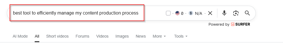 google serp screenshot showing the tradition search