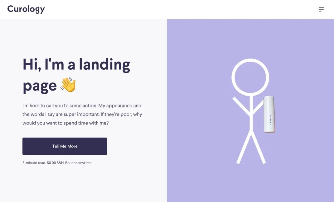 Example landing page