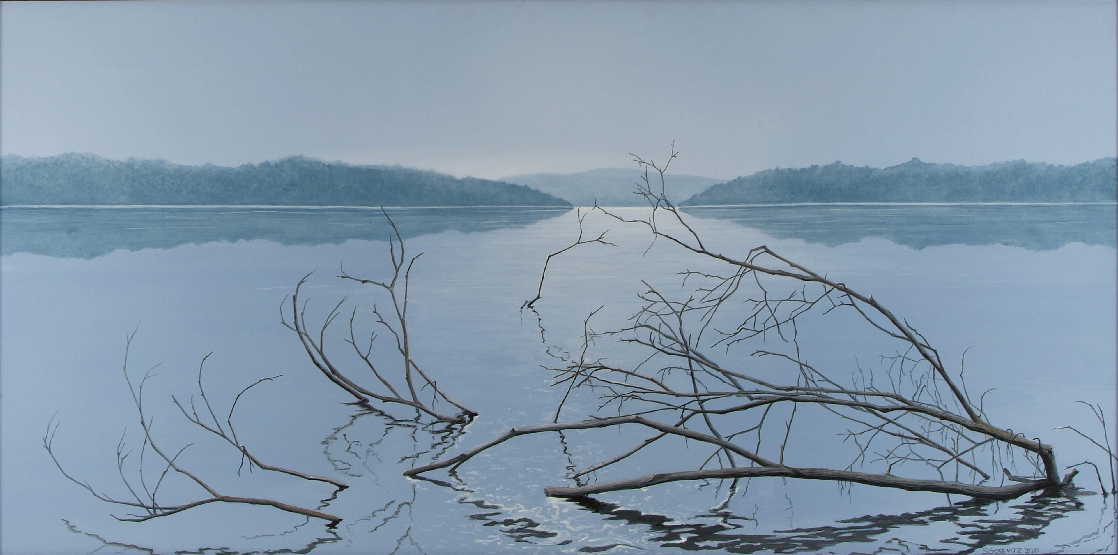 Susan Gosevit, Fallen Branches, 2010, 24x48 acrylic on board.