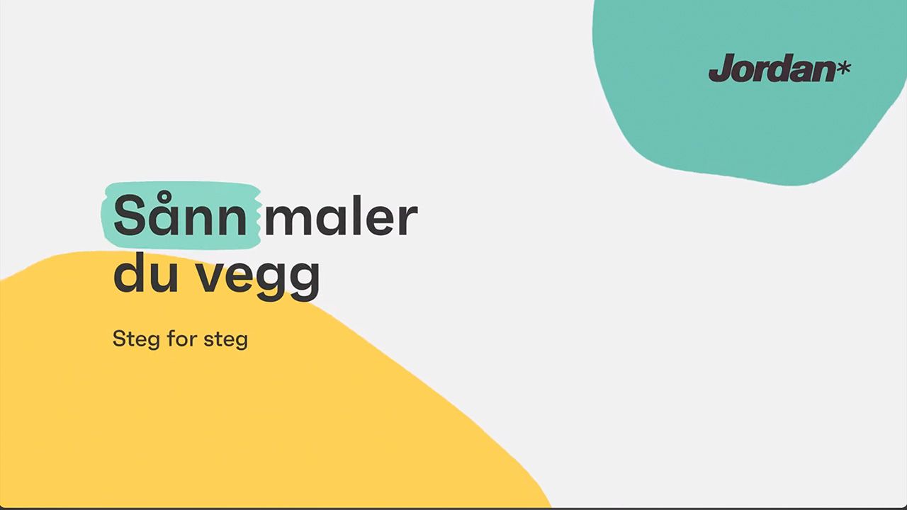 Grafikk med teksten "Sånn maler du vegg - steg for steg" fra Jordan.