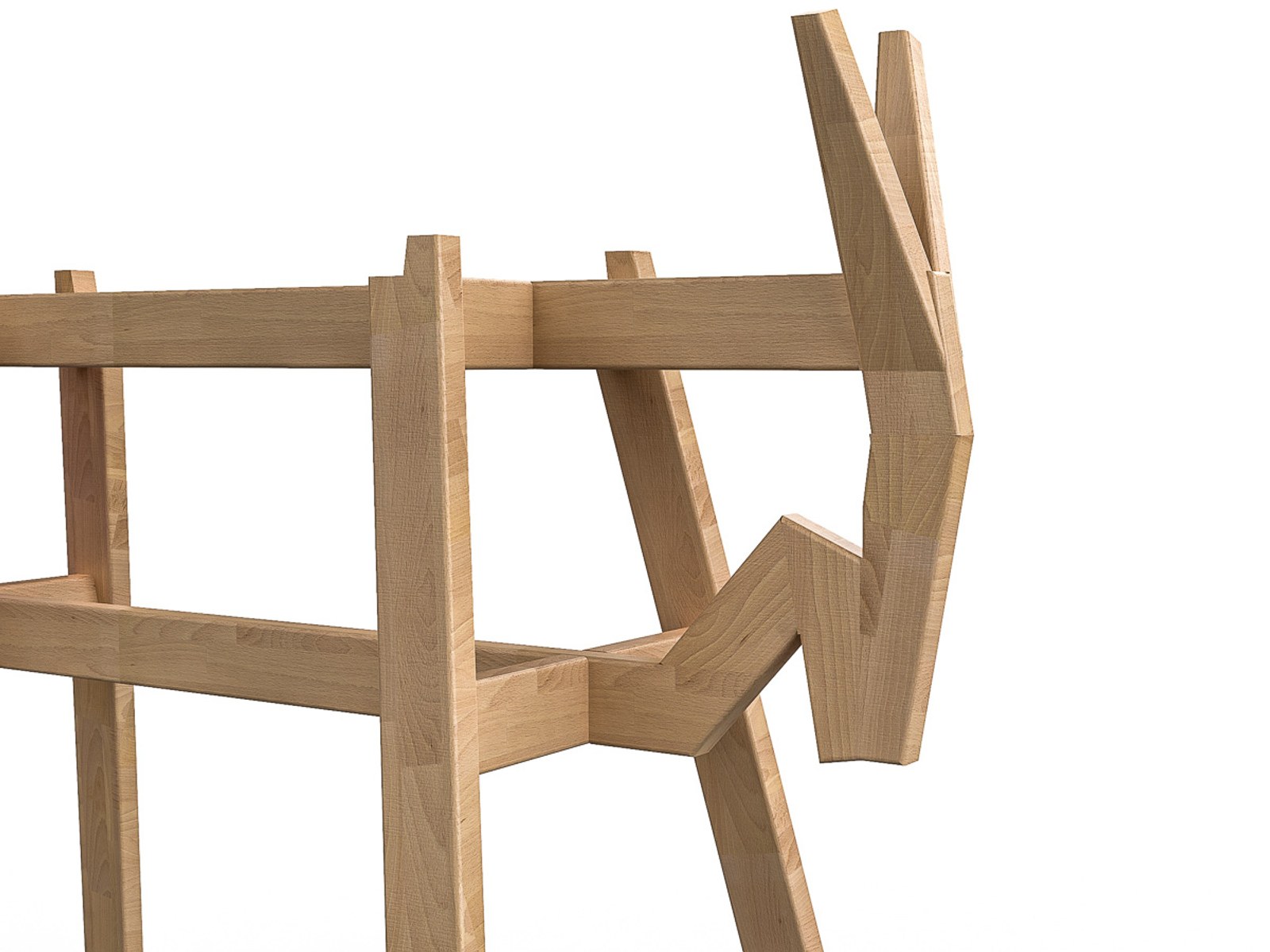 Donkey by NOEMAR — detail of the joinery where the donkey-eared leg meets the stool frame.