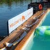 Ponton flottant avec transats et bouée verte