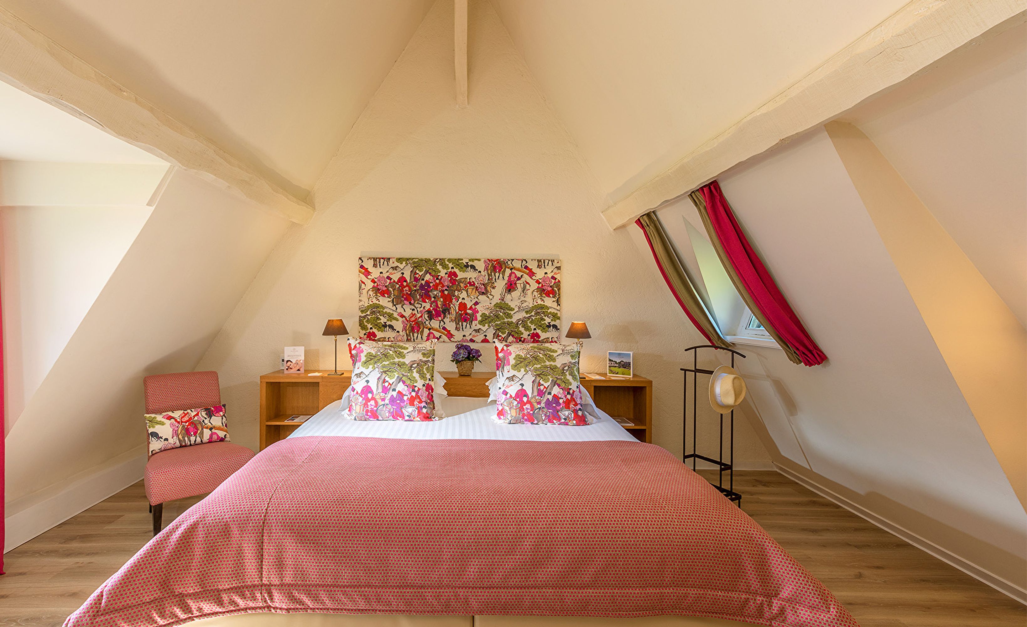 Chambre double mansardee toile de jouy