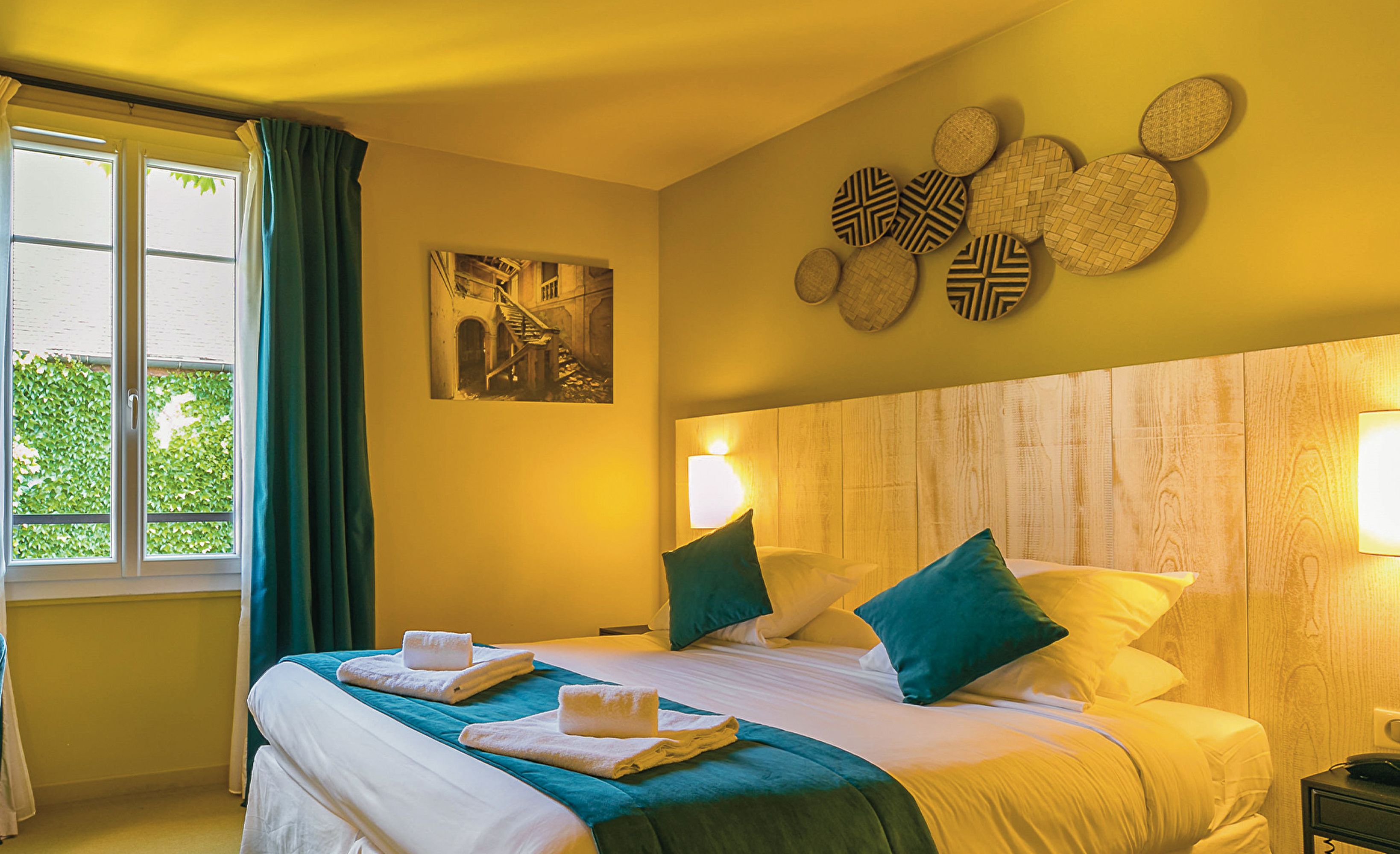 Chambre double jaune coussins canard