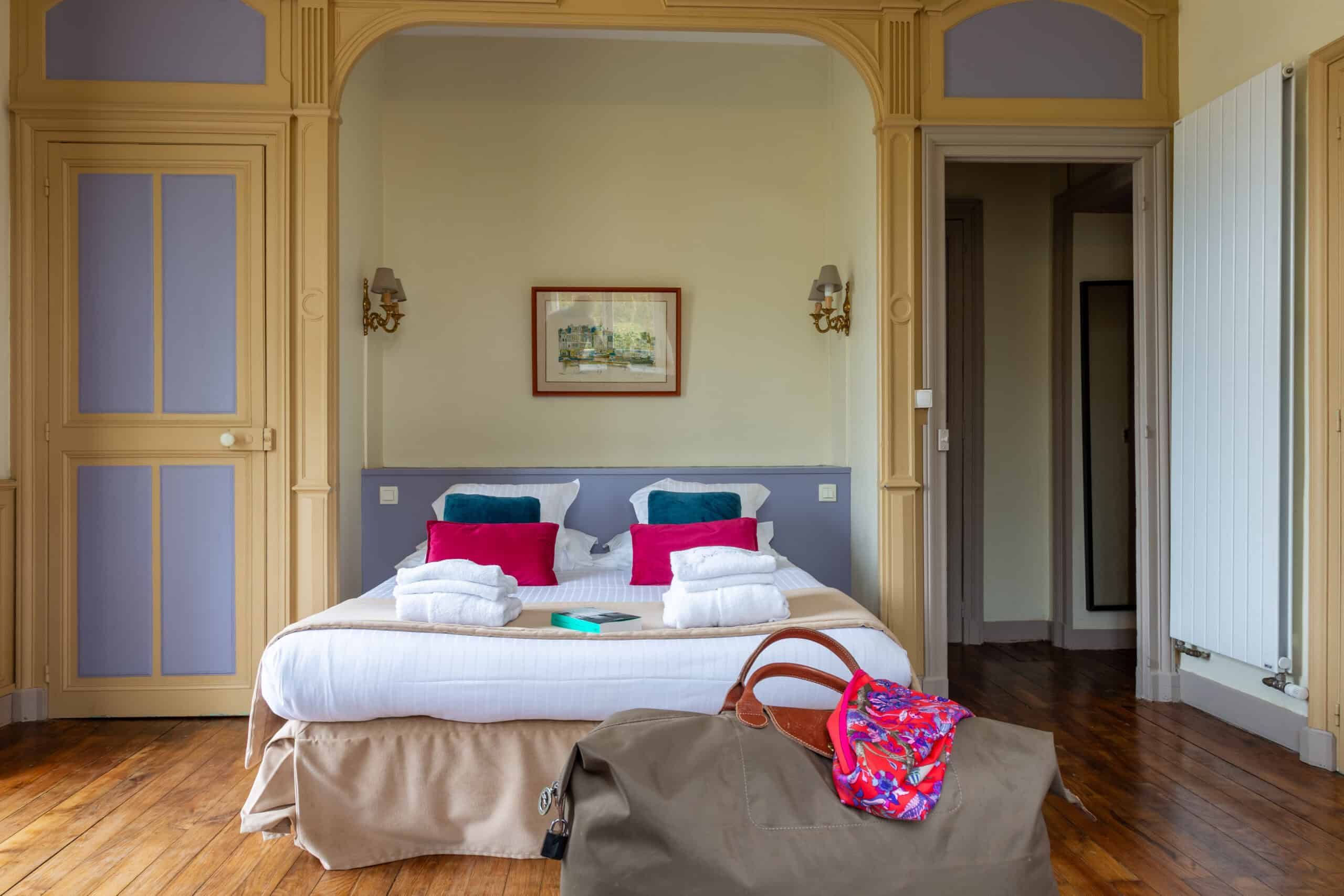 Suite double coussins fuchsia