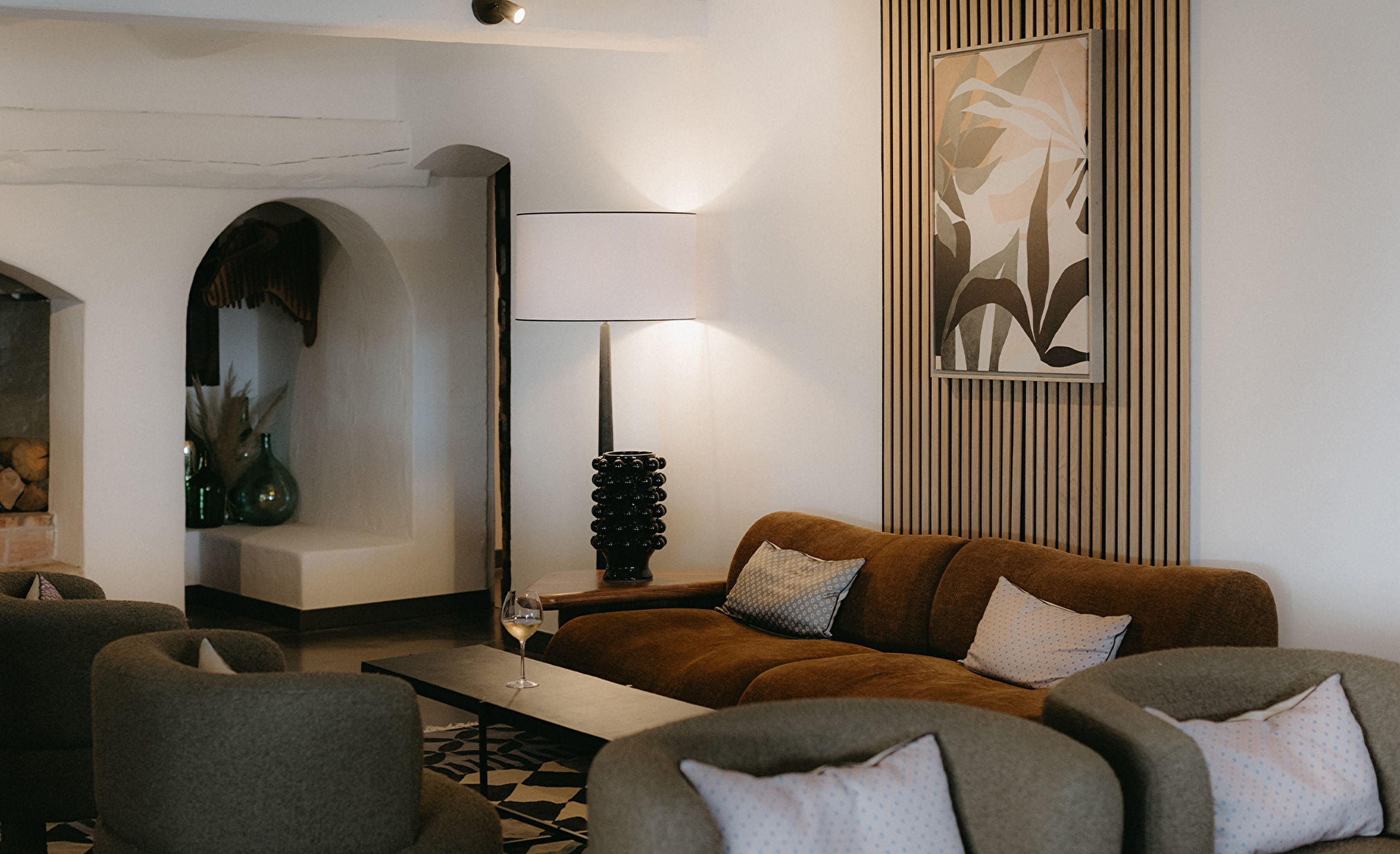 Salon velours marron